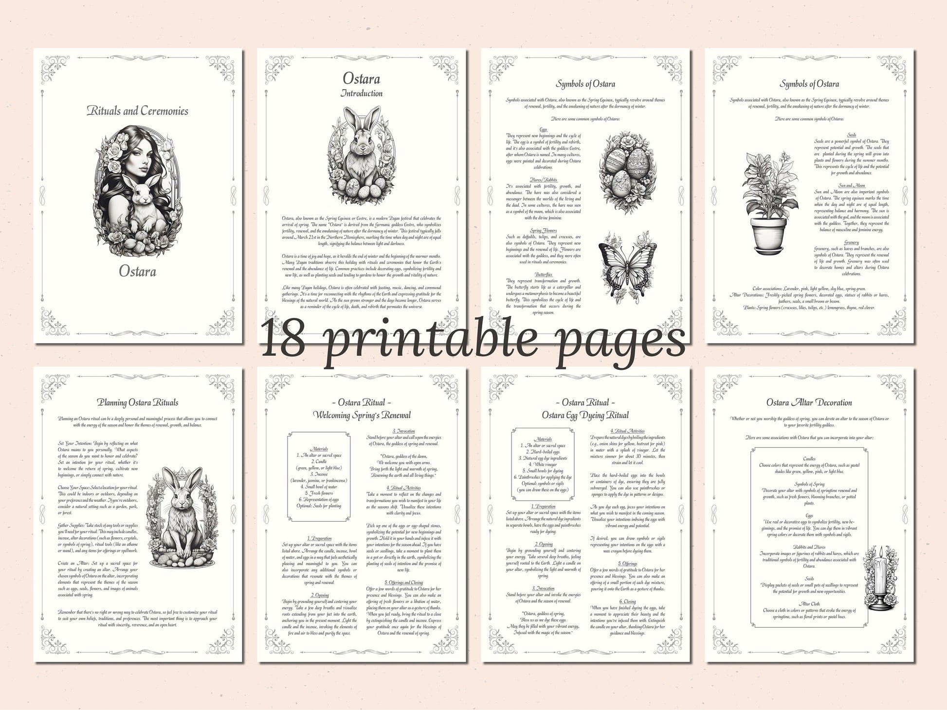 Ostara - Rituals and Ceremonies, Printable Grimoire Pages, Book of Shadows, Spring Equinox, Vernal Equinox, Wiccan Tradition, Witch Festival
