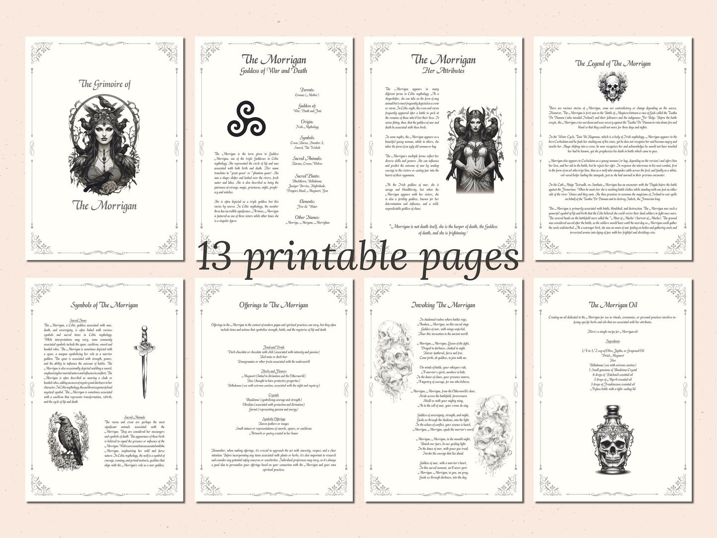 The Morrigan - Grimoire Pages, Empowerment Magick, Dark Goddess, Witchcraft, Book Of Shadows, Demonic, Occult, Goddess of War and Death