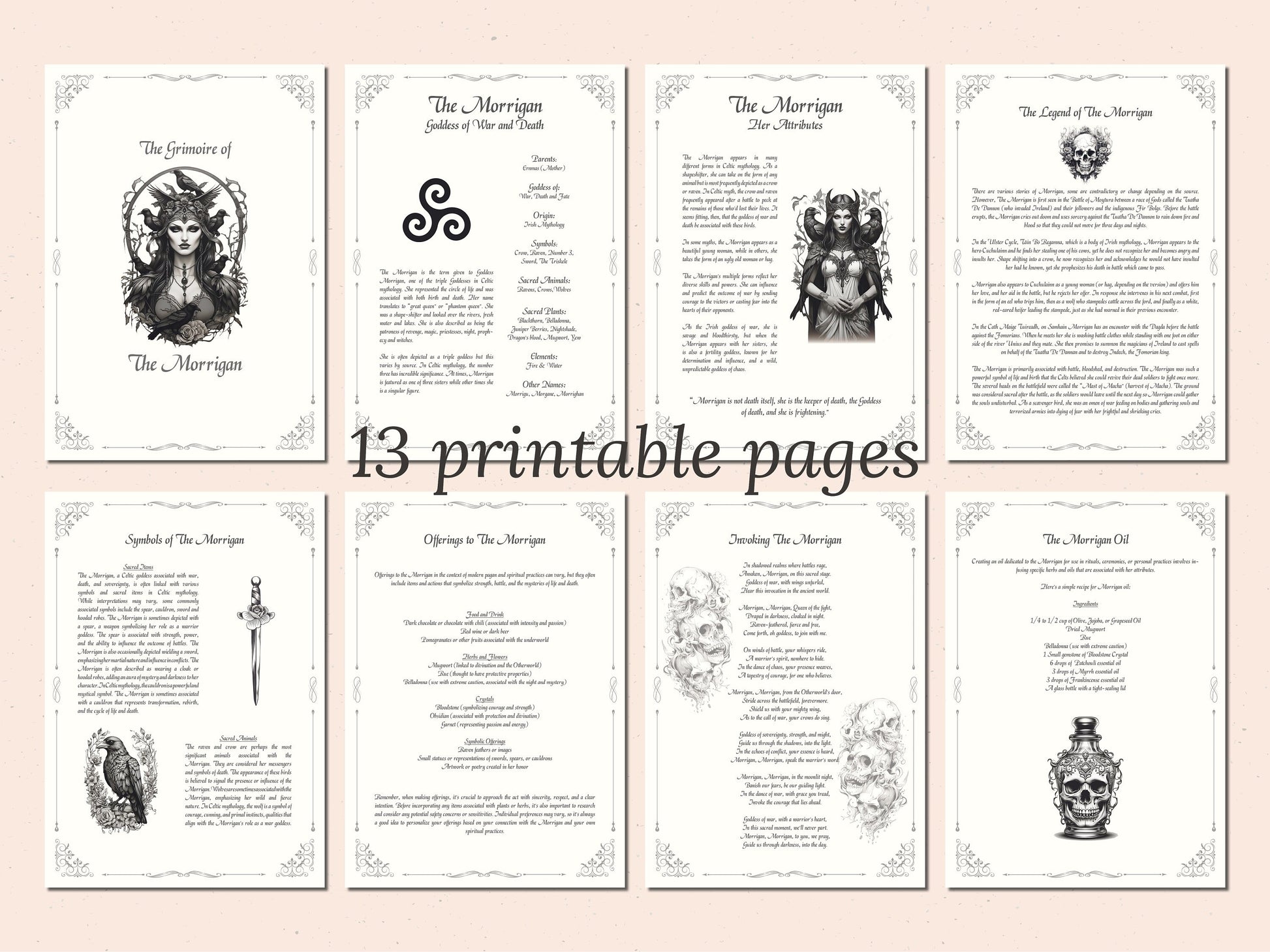 The Morrigan - Grimoire Pages, Empowerment Magick, Dark Goddess, Witchcraft, Book Of Shadows, Demonic, Occult, Goddess of War and Death