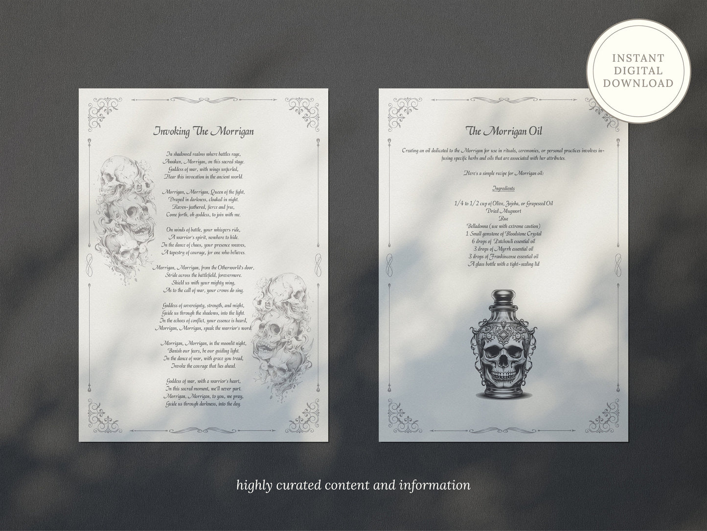 The Morrigan - Grimoire Pages, Empowerment Magick, Dark Goddess, Witchcraft, Book Of Shadows, Demonic, Occult, Goddess of War and Death