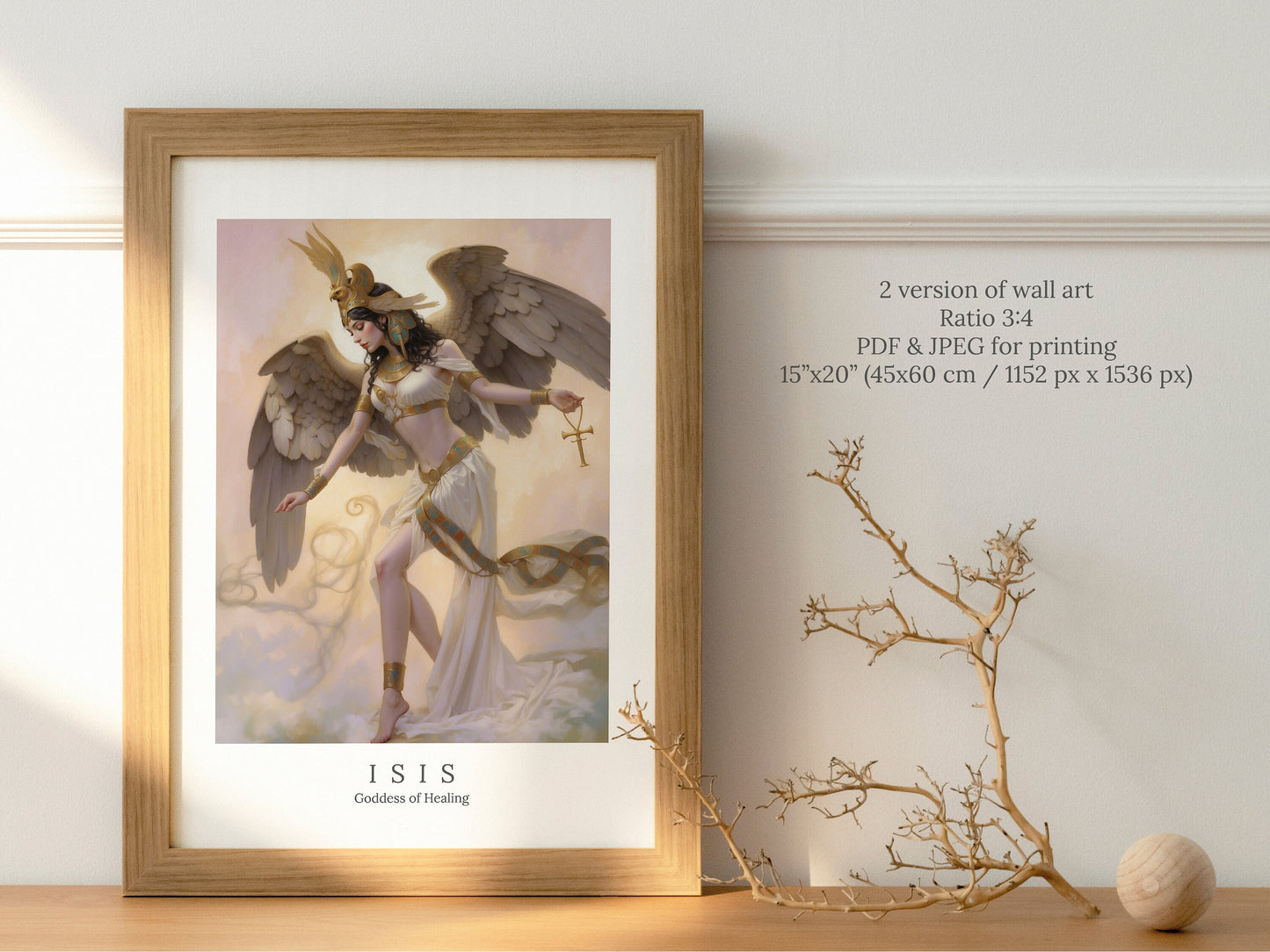 Isis Digital Art - Goddess of Healing, Magic, Love, Life, Egyptian Goddess, Egypt Painting, Isis Painting, Altar Decor, Egyptian Mythology