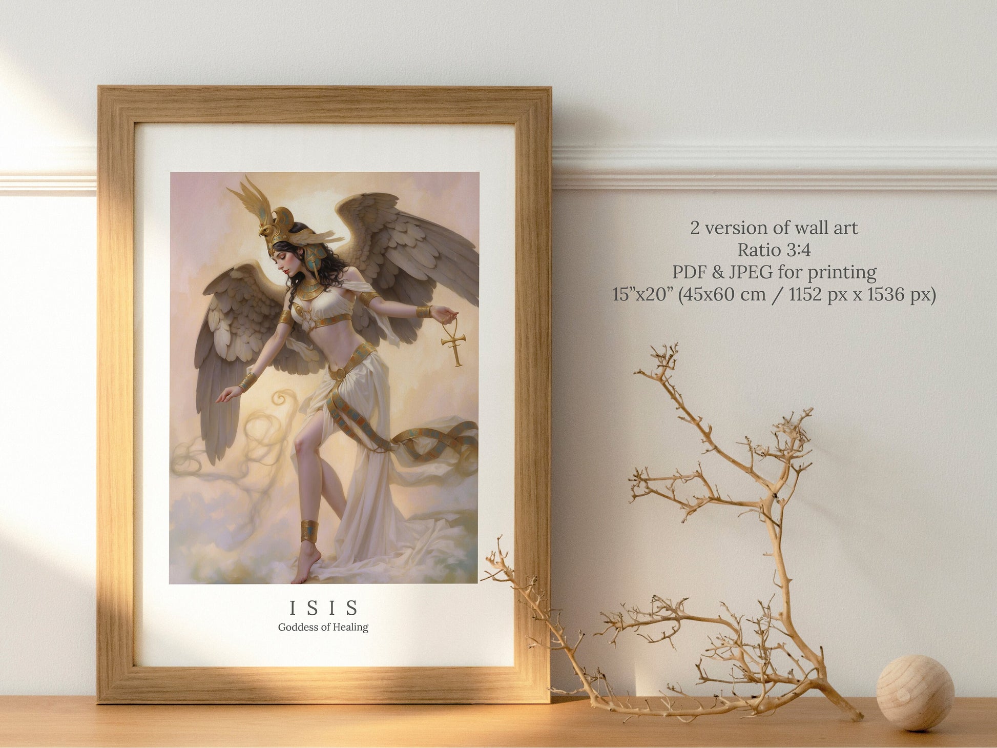 Isis Digital Art - Goddess of Healing, Magic, Love, Life, Egyptian Goddess, Egypt Painting, Isis Painting, Altar Decor, Egyptian Mythology