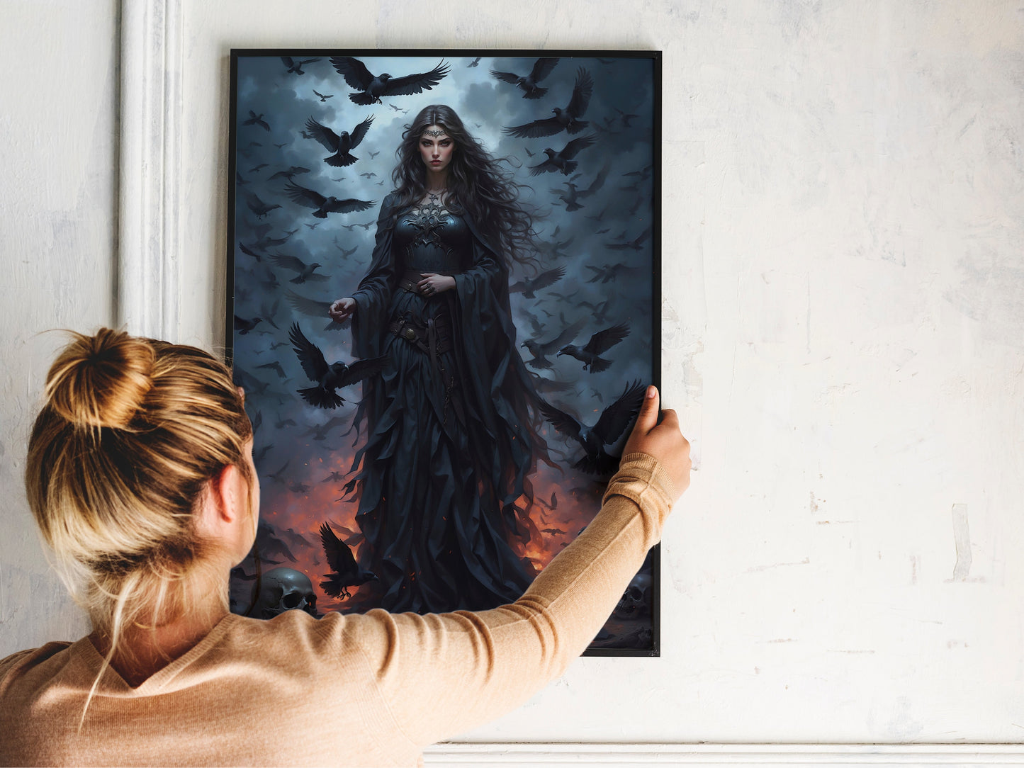 The Morrigan Digital Art - Goddess of War, Goddess of Death, Morrigan Painting, Morrigan Wall Art, Irish Goddess, Triple Goddess, Celtic