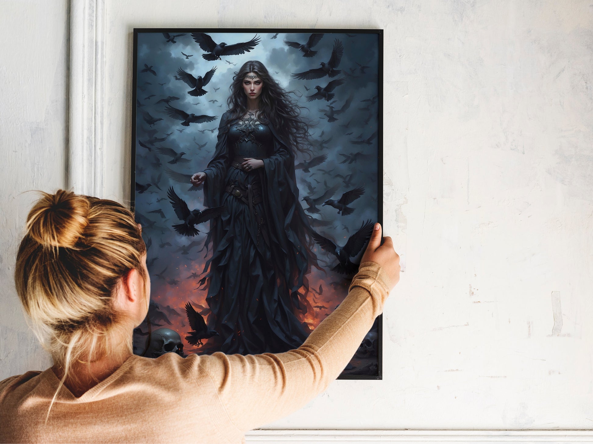 The Morrigan Digital Art - Goddess of War, Goddess of Death, Morrigan Painting, Morrigan Wall Art, Irish Goddess, Triple Goddess, Celtic