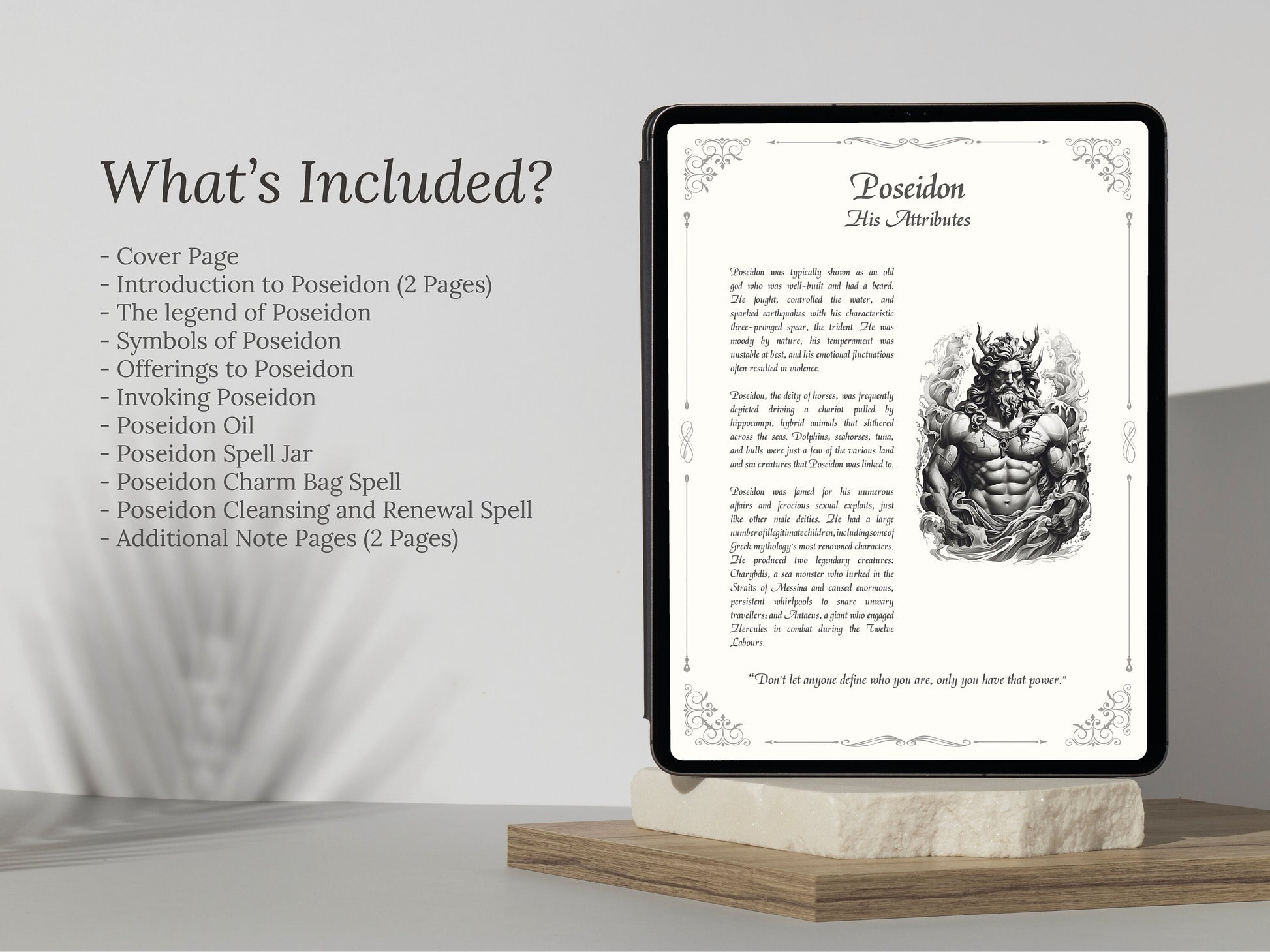 Poseidon - Grimoire Pages, Greek God, Olympian God, God of the Sea and Water, Book Of Shadows, Witch Journal, God Poseidon, Water Magic, BOS