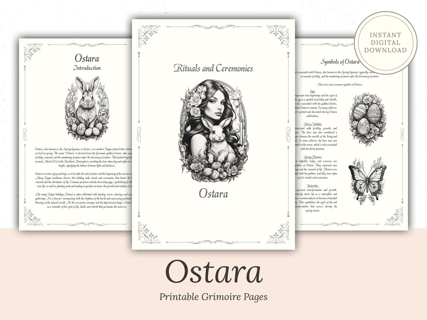 Ostara - Rituals and Ceremonies, Printable Grimoire Pages, Book of Shadows, Spring Equinox, Vernal Equinox, Wiccan Tradition, Witch Festival