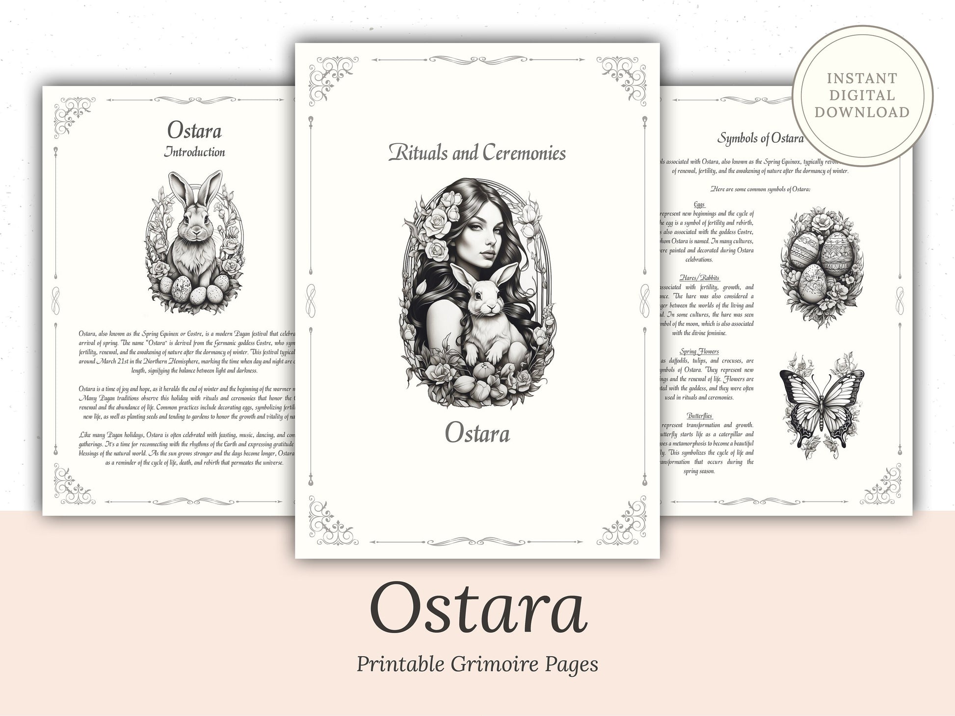 Ostara - Rituals and Ceremonies, Printable Grimoire Pages, Book of Shadows, Spring Equinox, Vernal Equinox, Wiccan Tradition, Witch Festival