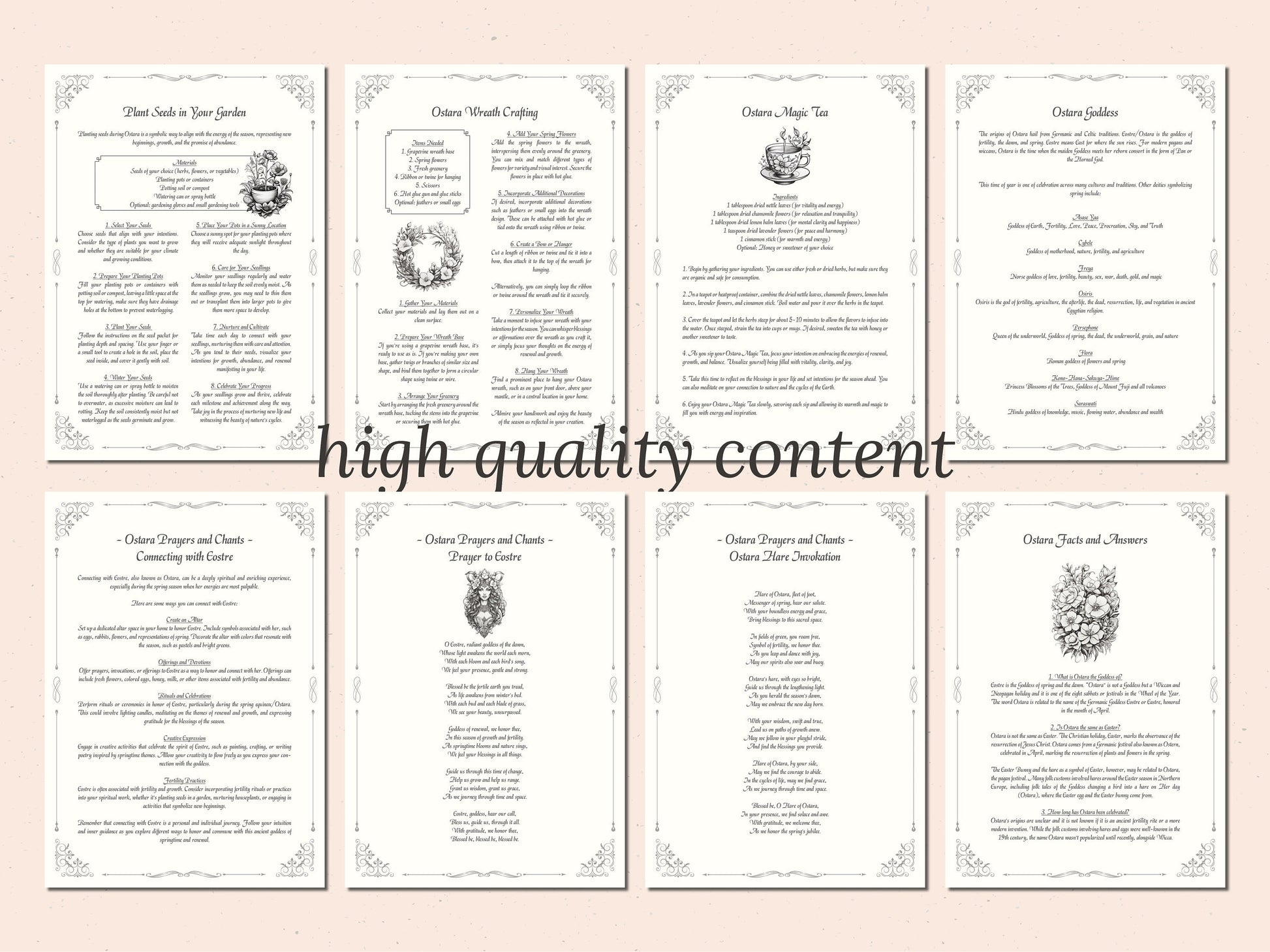 Ostara - Rituals and Ceremonies, Printable Grimoire Pages, Book of Shadows, Spring Equinox, Vernal Equinox, Wiccan Tradition, Witch Festival