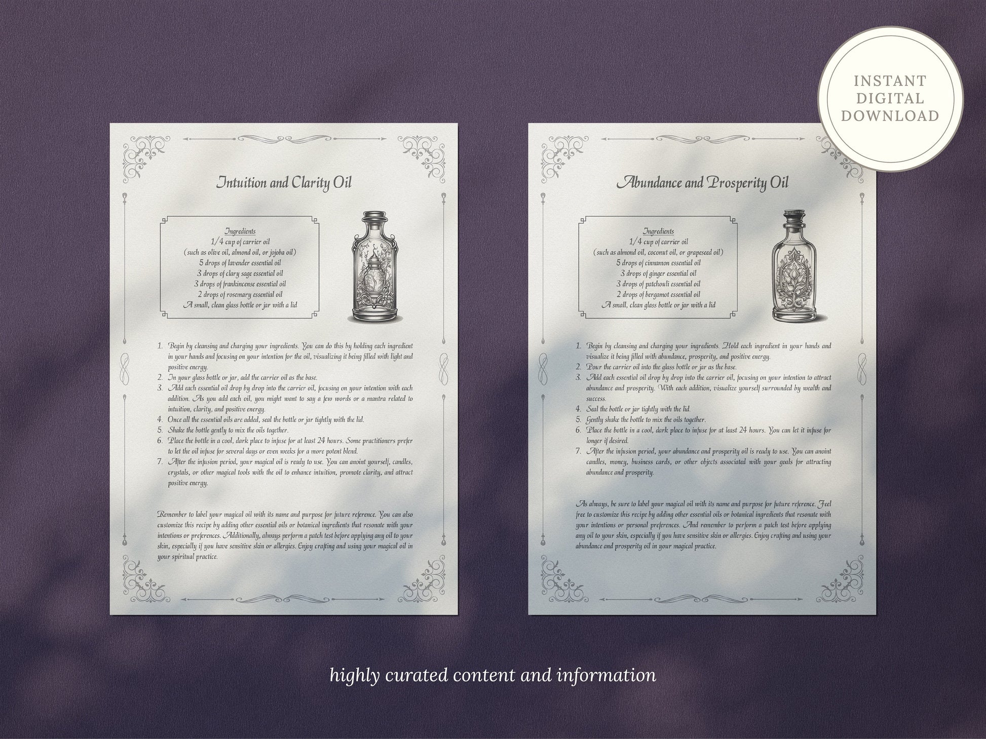 Magical Oil - Witch's Oil, Spell Oil Receipe, Spell Oil Guide, Book of Shadows Pages, Digital Grimoire, BOS Pages, Witch Journal, Magick Oil