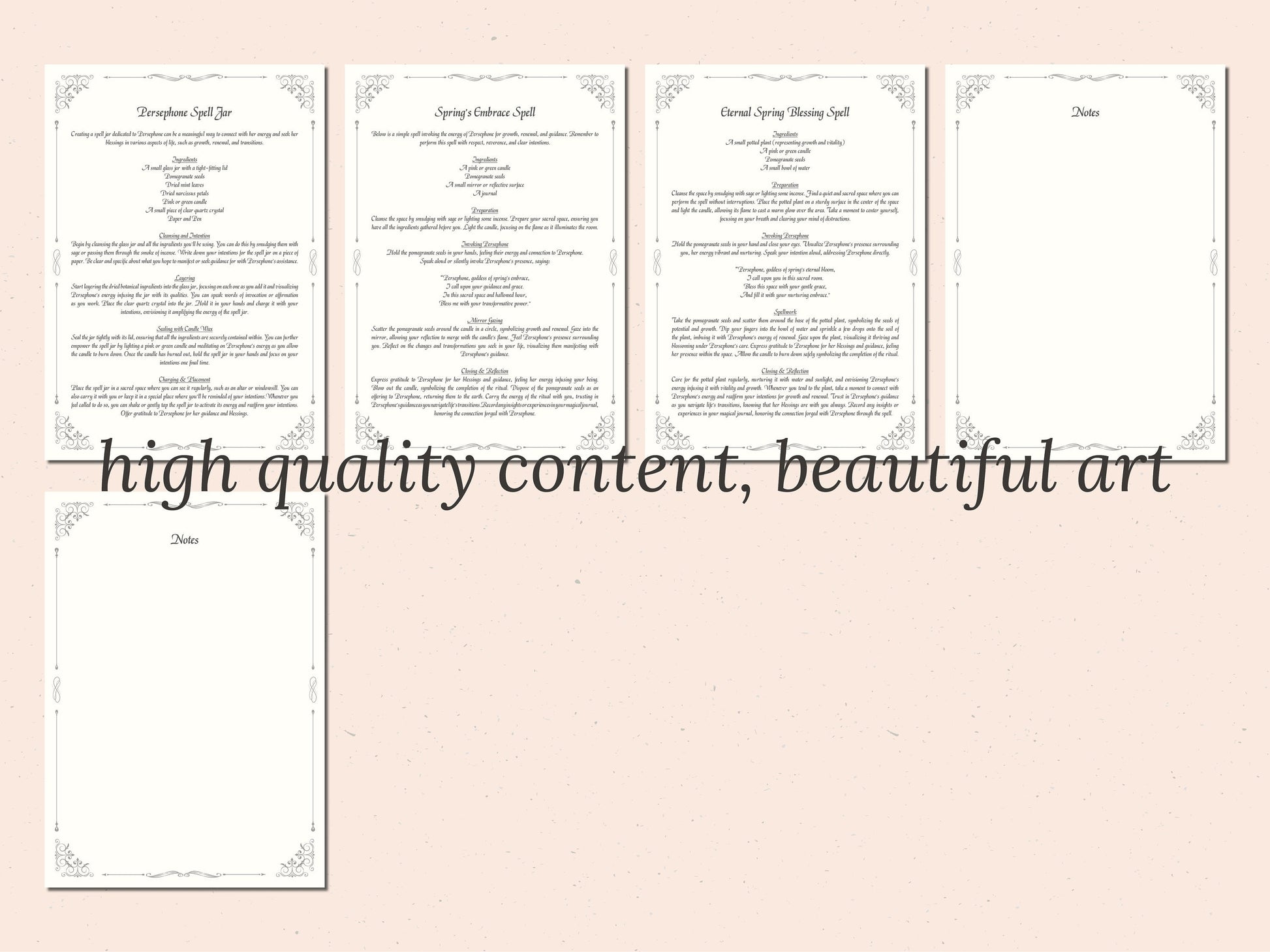 Persephone - Grimoire Pages, Goddess of Spring, Spring Spells, Book Of Shadows, Printable, Witch Journal, Greek Goddess, Queen of Underworld