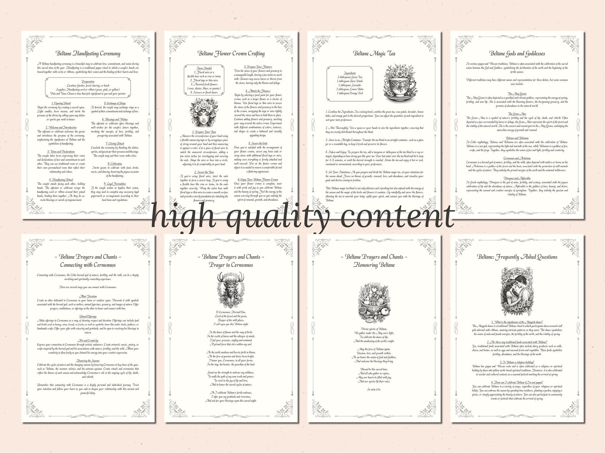 Beltane - Rituals and Ceremonies, Printable Grimoire Pages, Book of Shadows, May Day, Pagan Tradition, Witch Festival, Wheel of the Year