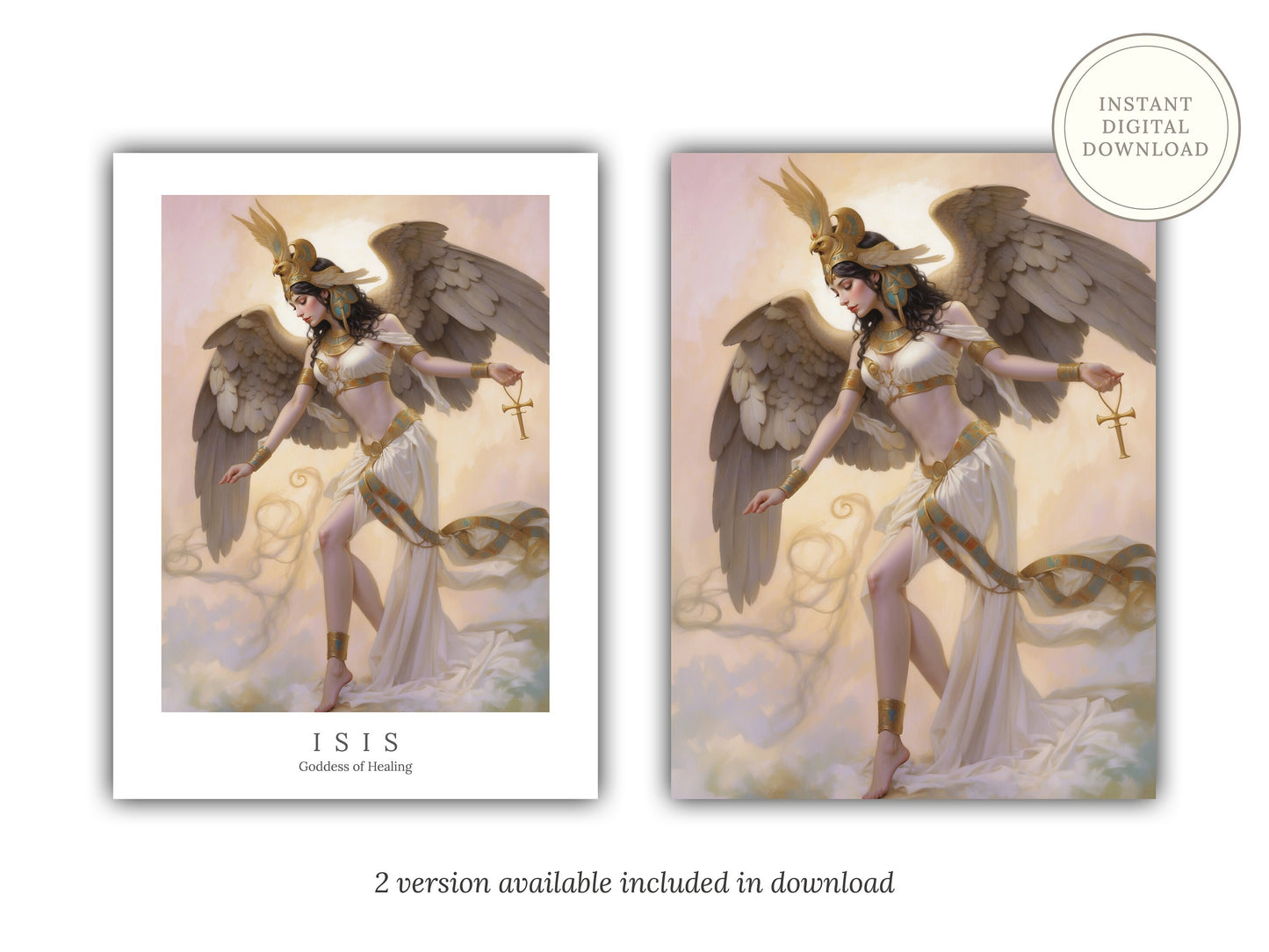 Isis Digital Art - Goddess of Healing, Magic, Love, Life, Egyptian Goddess, Egypt Painting, Isis Painting, Altar Decor, Egyptian Mythology