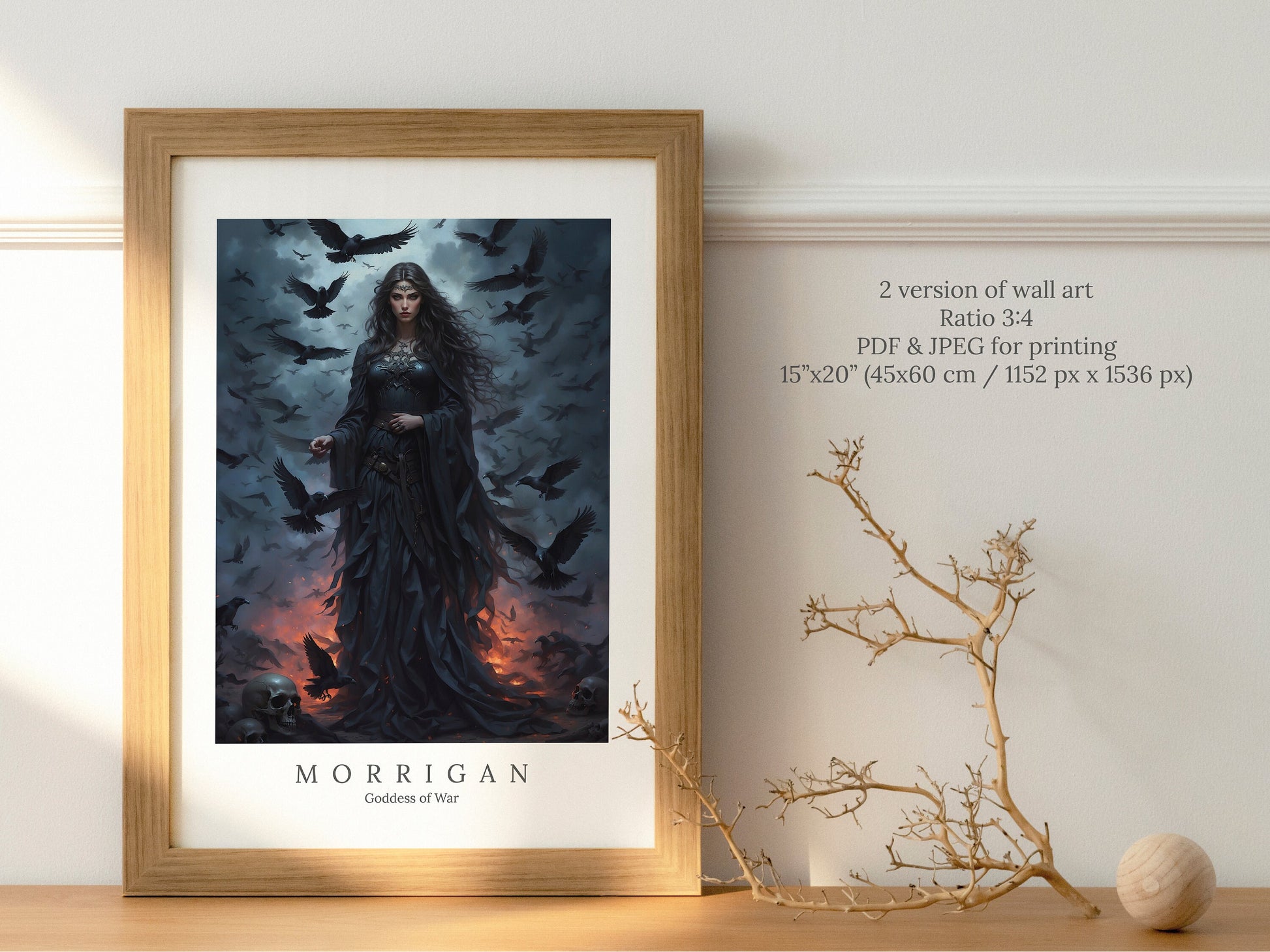 The Morrigan Digital Art - Goddess of War, Goddess of Death, Morrigan Painting, Morrigan Wall Art, Irish Goddess, Triple Goddess, Celtic