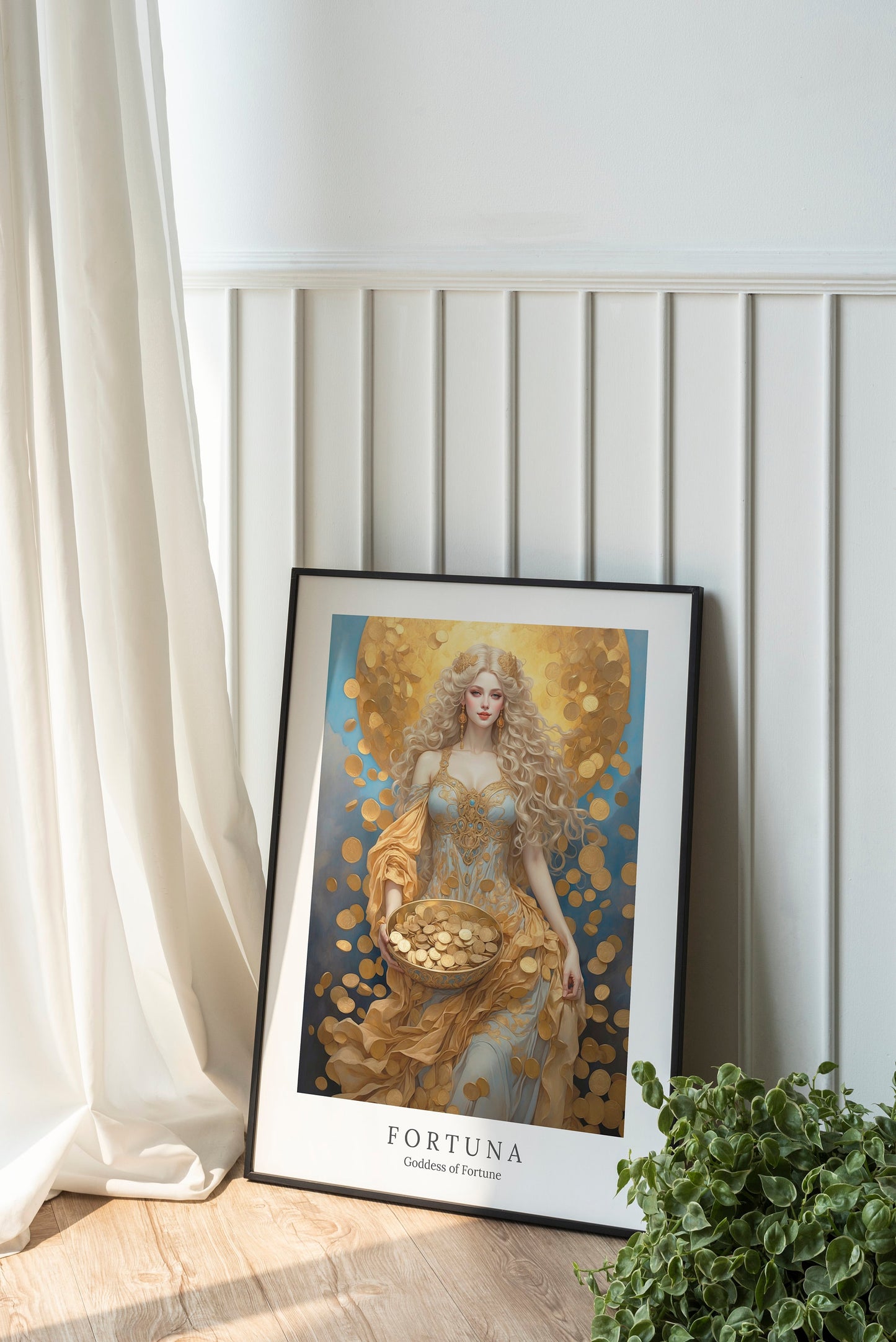 Fortuna Digital Art - Goddess of Fortune, Wealth and Luck, Roman Goddess Art, Roman Mythology, Fortuna Painting, Deity Art, Altar Decor
