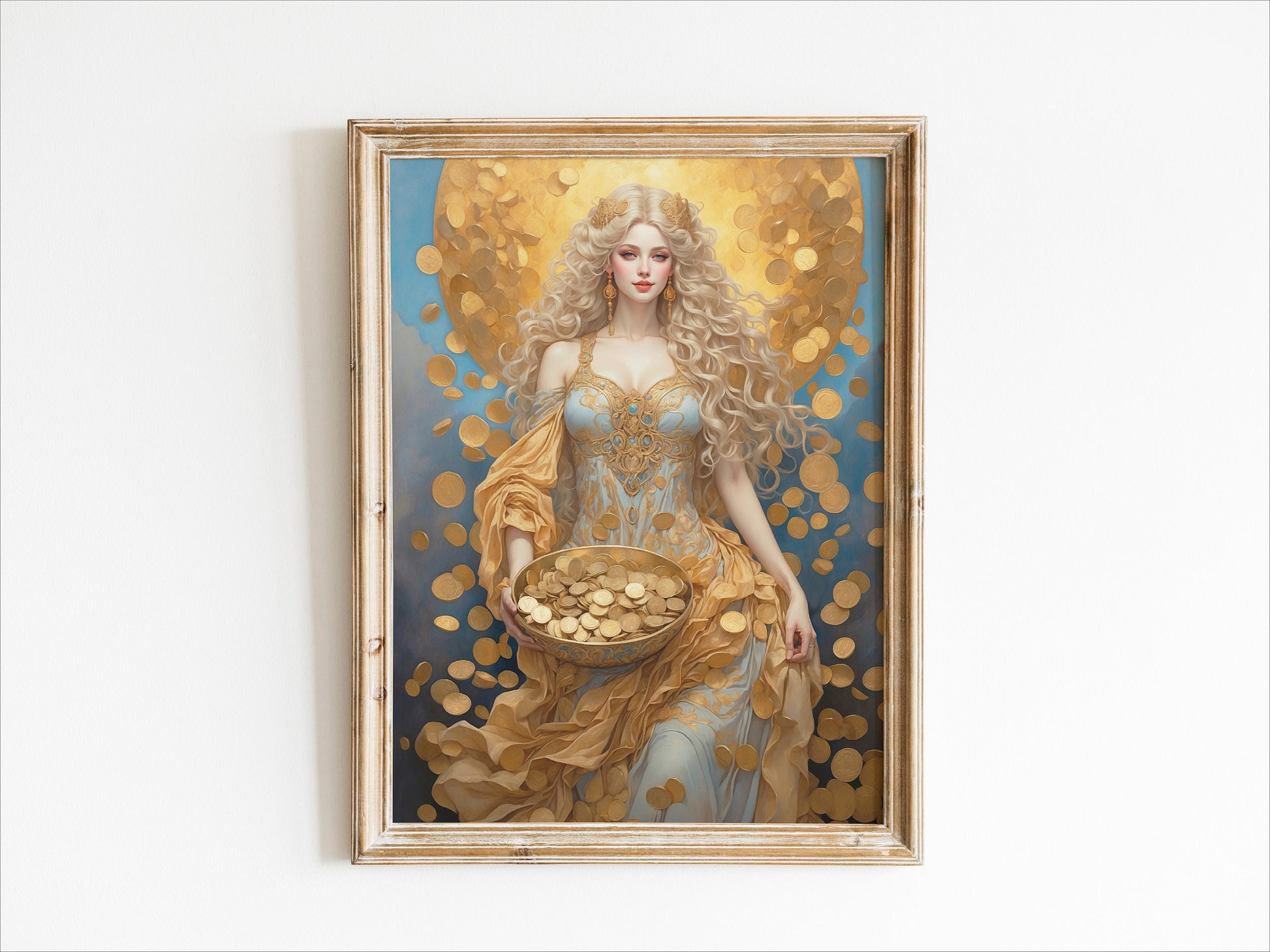 Fortuna Digital Art - Goddess of Fortune, Wealth and Luck, Roman Goddess Art, Roman Mythology, Fortuna Painting, Deity Art, Altar Decor