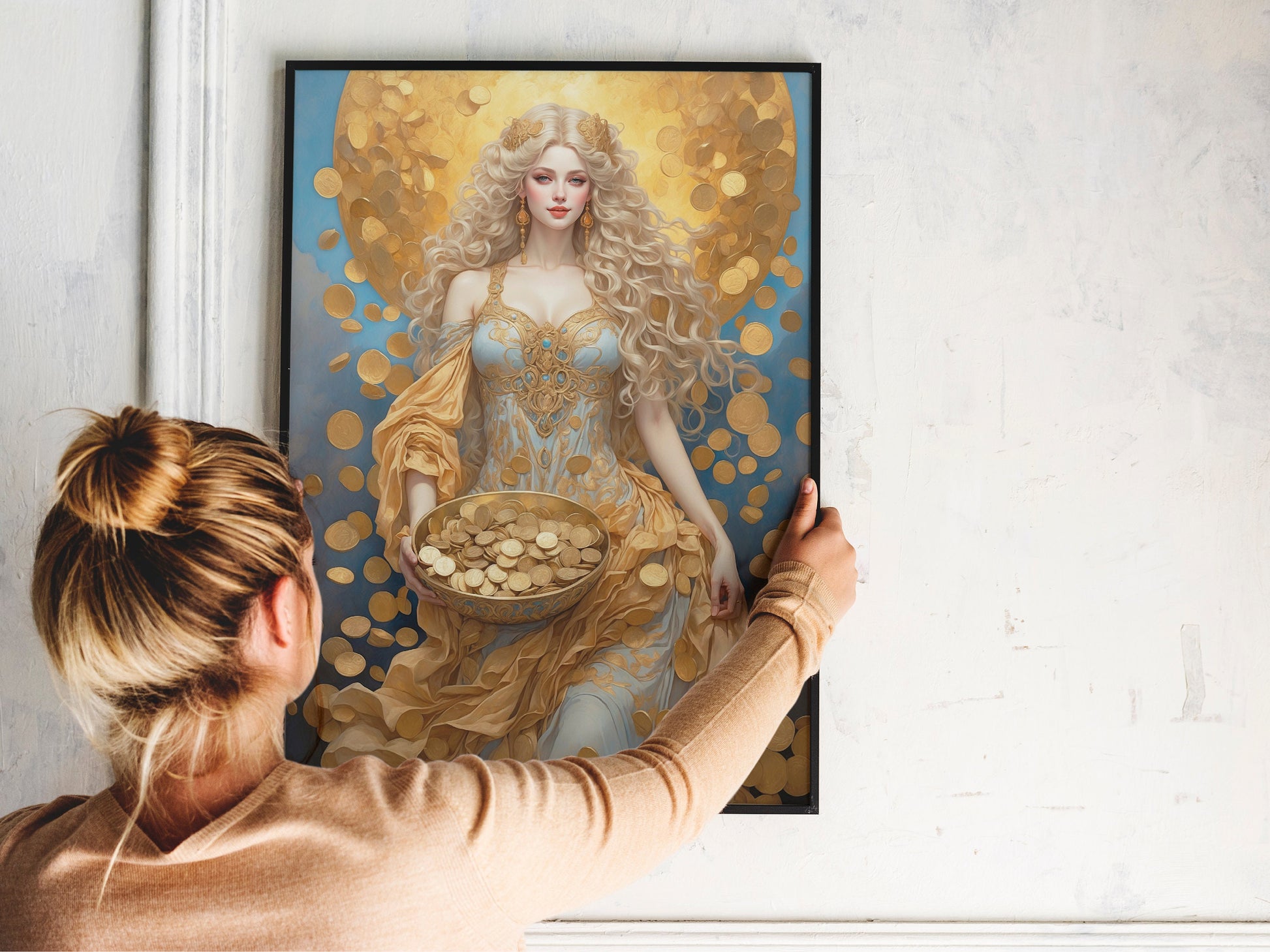 Fortuna Digital Art - Goddess of Fortune, Wealth and Luck, Roman Goddess Art, Roman Mythology, Fortuna Painting, Deity Art, Altar Decor