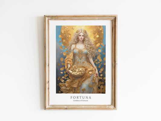 Fortuna Digital Art - Goddess of Fortune, Wealth and Luck, Roman Goddess Art, Roman Mythology, Fortuna Painting, Deity Art, Altar Decor