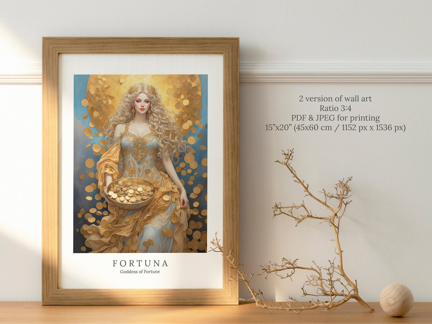 Fortuna Digital Art - Goddess of Fortune, Wealth and Luck, Roman Goddess Art, Roman Mythology, Fortuna Painting, Deity Art, Altar Decor