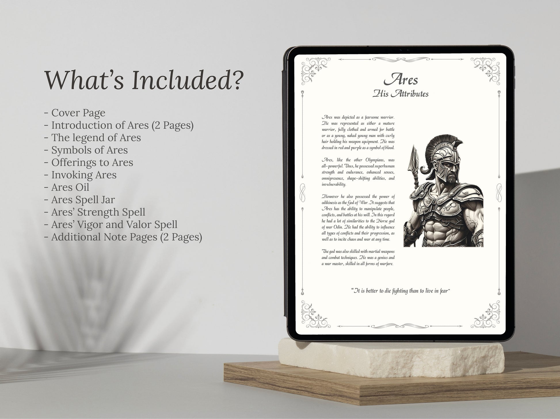 Ares - Grimoire Pages, God of War, God of Courage, God of Strength, Greek God, Printable, Occult, Book of Shadows