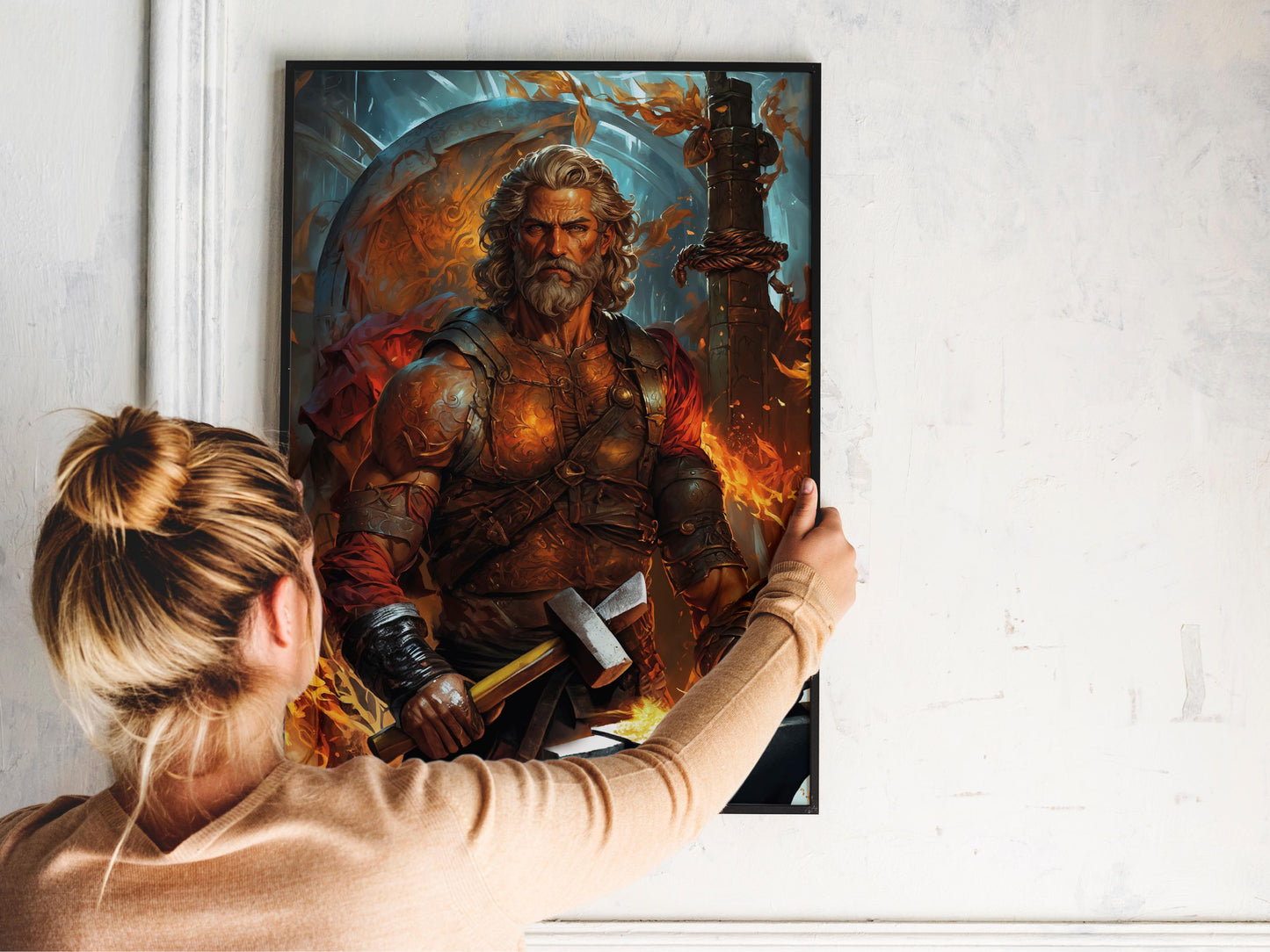 Hephaestus Digital Art - God of Fire, Volcanoes, Forges, Blacksmithing, Hephaestus Painting, Hephaestus Wall Art, Greek God