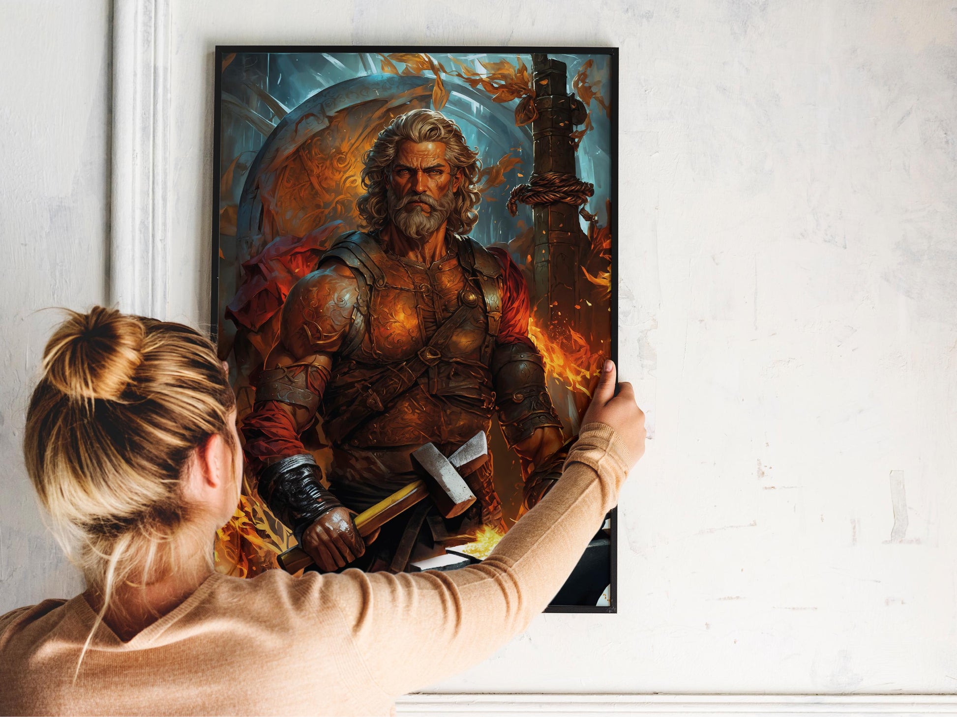 Hephaestus Digital Art - God of Fire, Volcanoes, Forges, Blacksmithing, Hephaestus Painting, Hephaestus Wall Art, Greek God