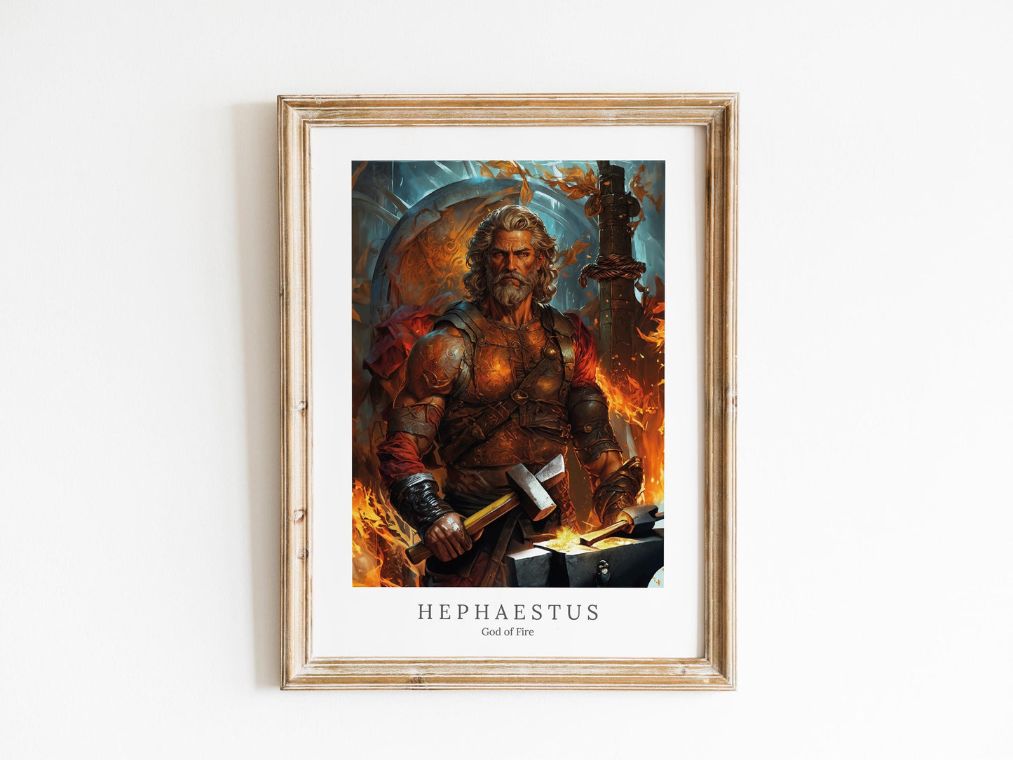 Hephaestus Digital Art - God of Fire, Volcanoes, Forges, Blacksmithing, Hephaestus Painting, Hephaestus Wall Art, Greek God