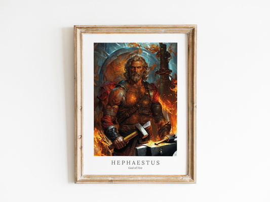 Hephaestus Digital Art - God of Fire, Volcanoes, Forges, Blacksmithing, Hephaestus Painting, Hephaestus Wall Art, Greek God