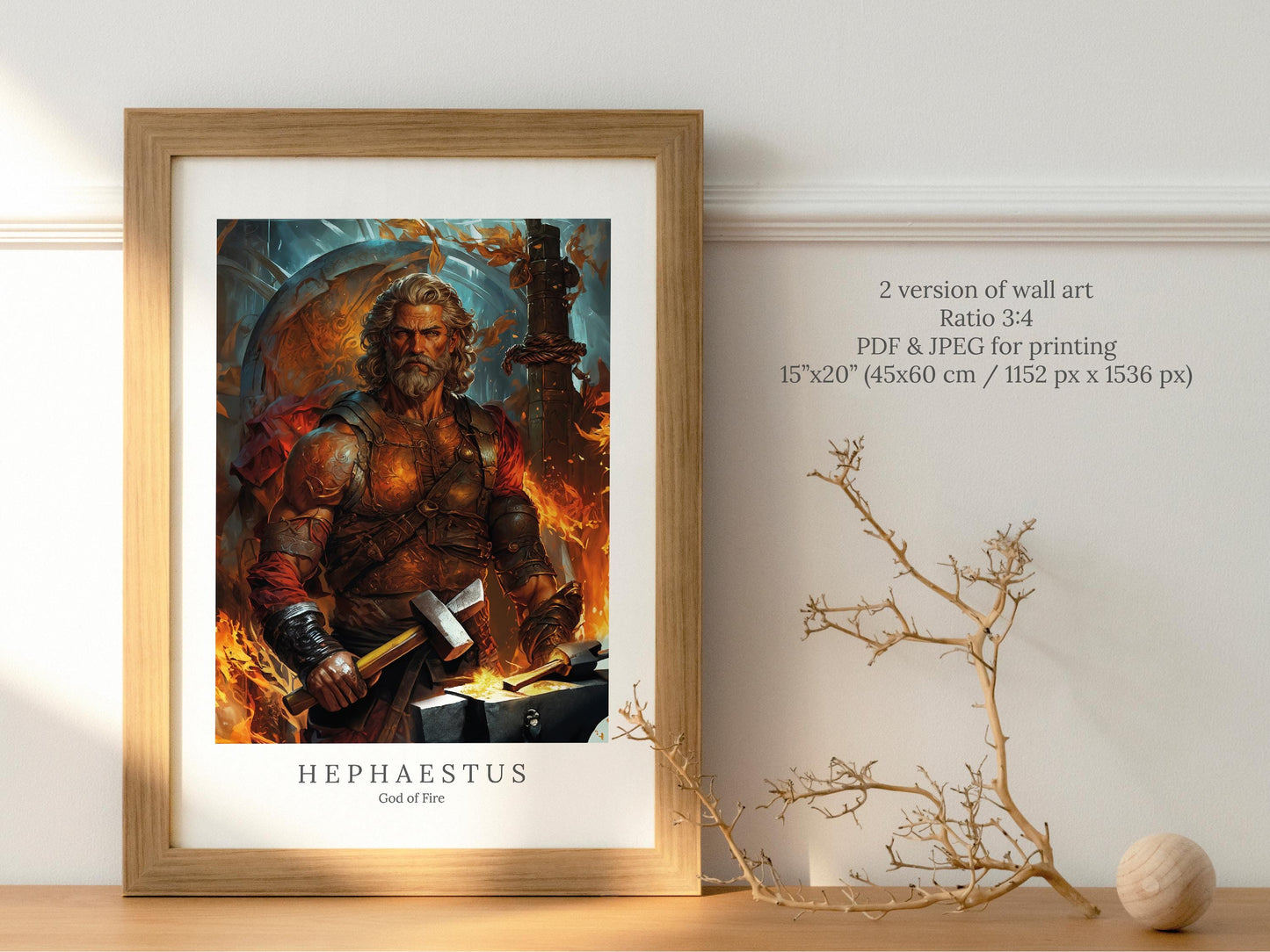 Hephaestus Digital Art - God of Fire, Volcanoes, Forges, Blacksmithing, Hephaestus Painting, Hephaestus Wall Art, Greek God