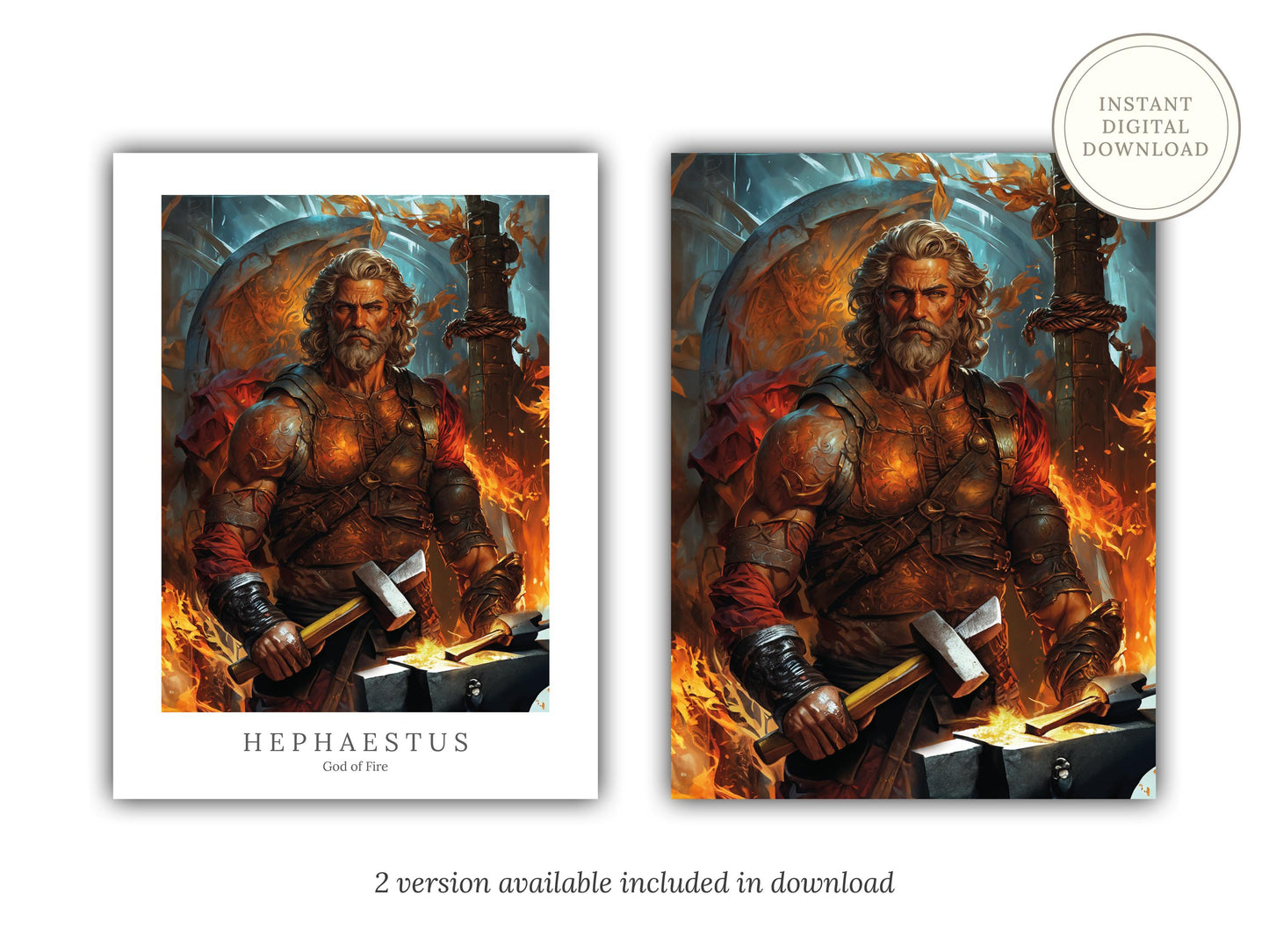 Hephaestus Digital Art - God of Fire, Volcanoes, Forges, Blacksmithing, Hephaestus Painting, Hephaestus Wall Art, Greek God