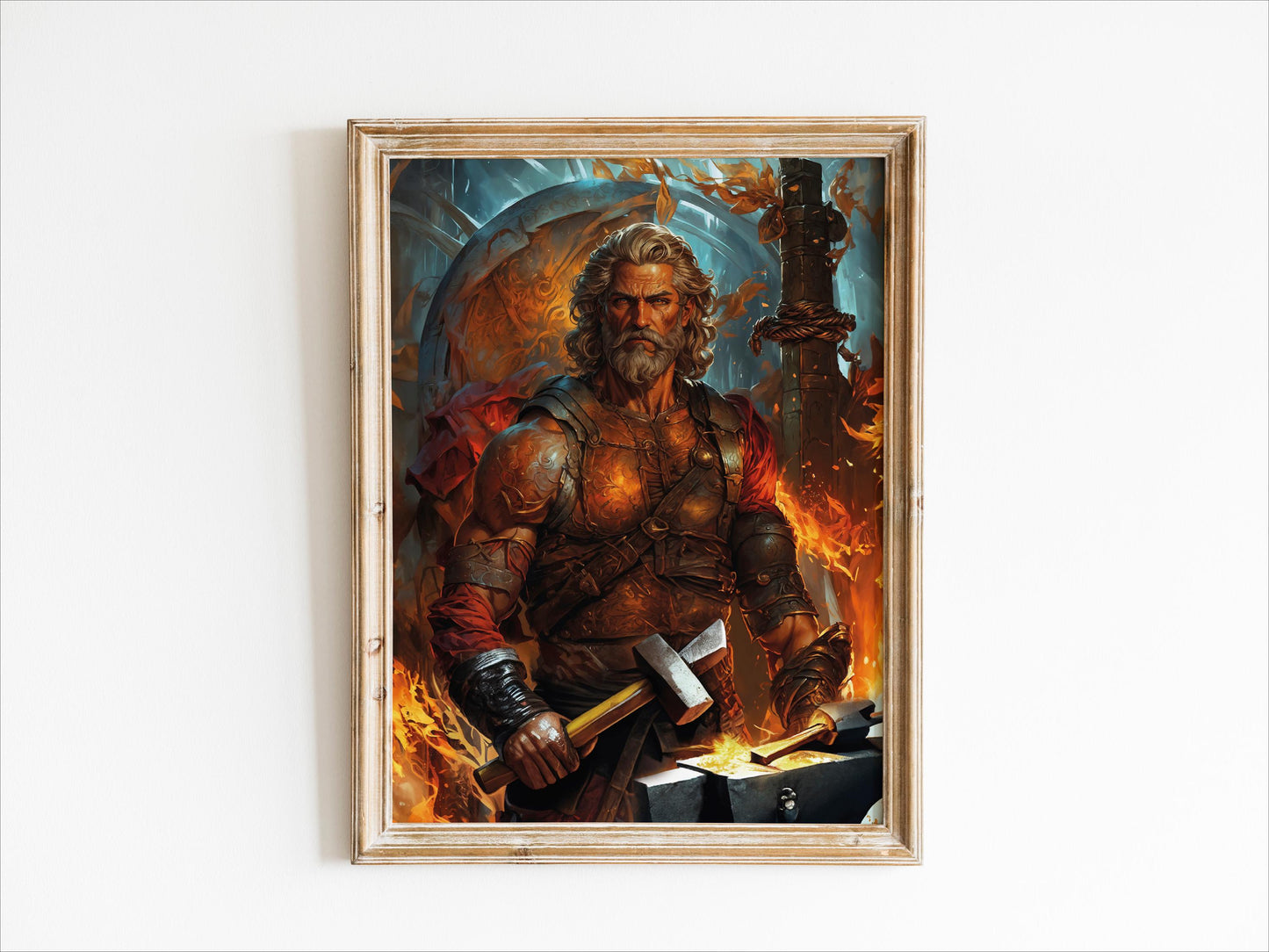 Hephaestus Digital Art - God of Fire, Volcanoes, Forges, Blacksmithing, Hephaestus Painting, Hephaestus Wall Art, Greek God