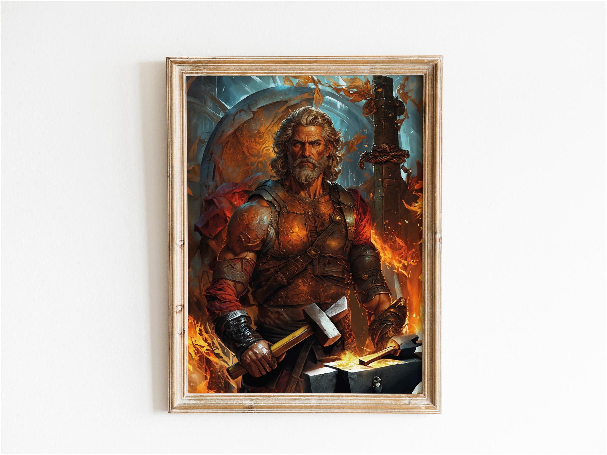 Hephaestus Digital Art - God of Fire, Volcanoes, Forges, Blacksmithing, Hephaestus Painting, Hephaestus Wall Art, Greek God