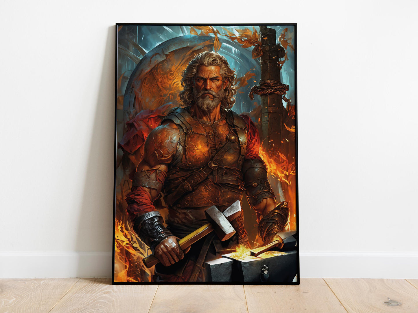 Hephaestus Digital Art - God of Fire, Volcanoes, Forges, Blacksmithing, Hephaestus Painting, Hephaestus Wall Art, Greek God