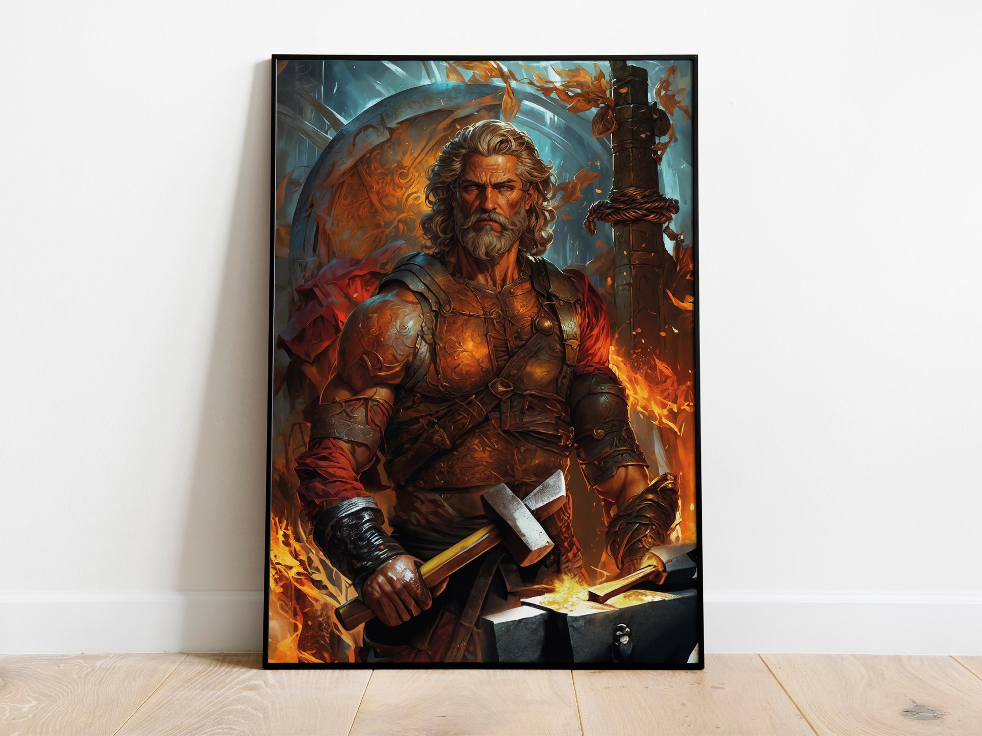 Hephaestus Digital Art - God of Fire, Volcanoes, Forges, Blacksmithing, Hephaestus Painting, Hephaestus Wall Art, Greek God