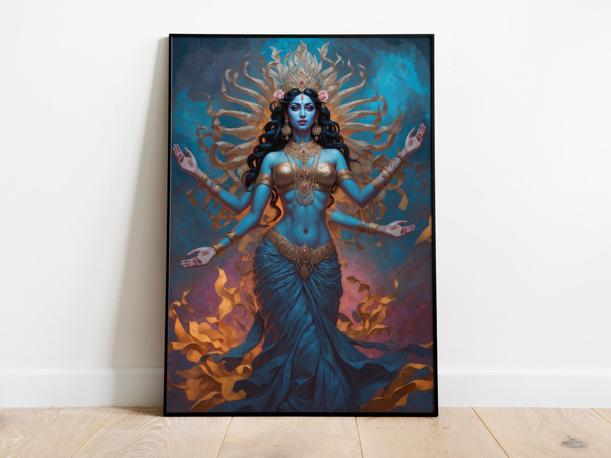 Kali Digital Art - Goddess of Destruction, Death and Rebirth, Time, Darkness, Hindu Goddess, Deity Wall Art, Altar Decor, Divine Feminine