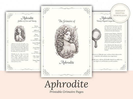 Aphrodite - Grimoire Pages - Beauty Magick - Beauty Spells - Witchcraft - Book Of Shadows - Printable - Digital Book of Shadows - Deity