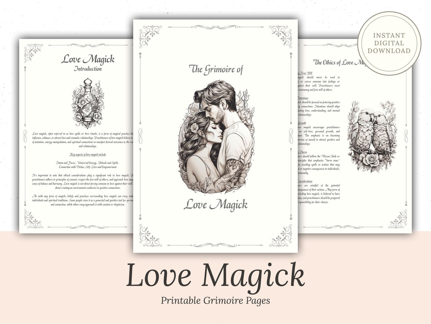 Love Magick - Grimoire Pages - Relationship Magick - Love Spells - Witchcraft - Book Of Shadows - Printable - Digital Book of Shadows - Love