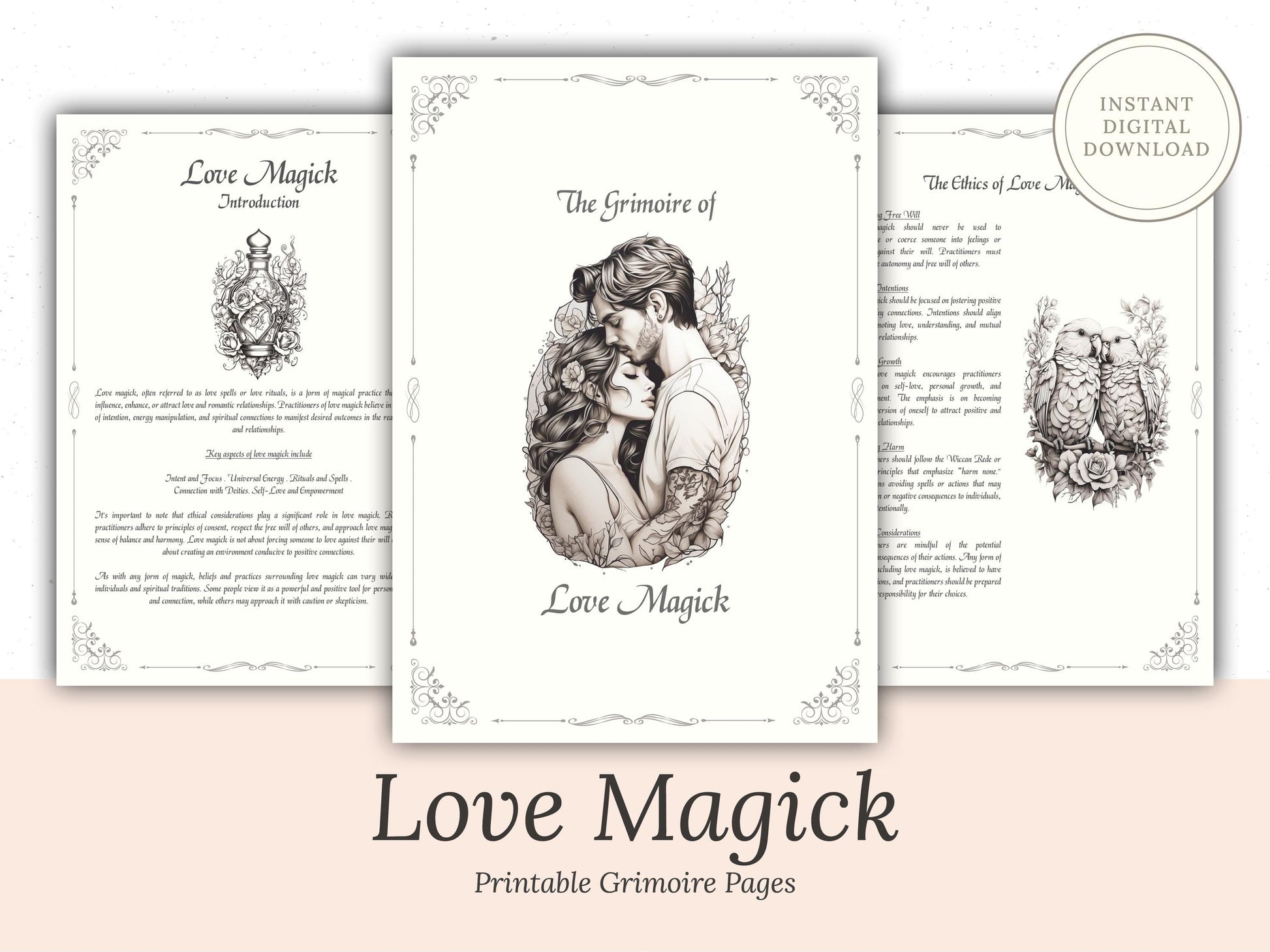 Love Magick - Grimoire Pages - Relationship Magick - Love Spells - Witchcraft - Book Of Shadows - Printable - Digital Book of Shadows - Love