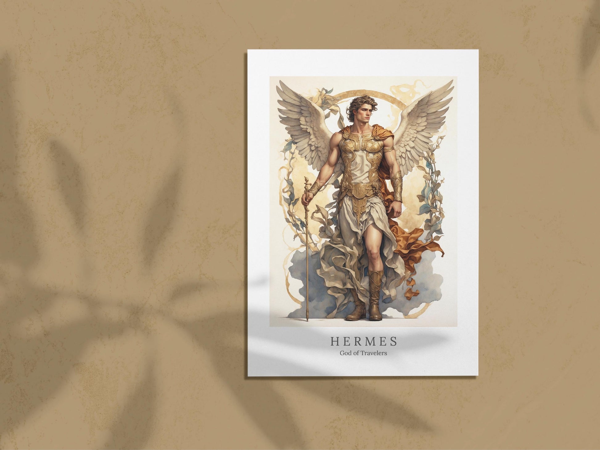 Hermes Digital Art - God of Travelers, God of Thieves, God of Speed, Hermes Wall Art, Greek Mythology, Altar Decor, Greek God, Olympian God