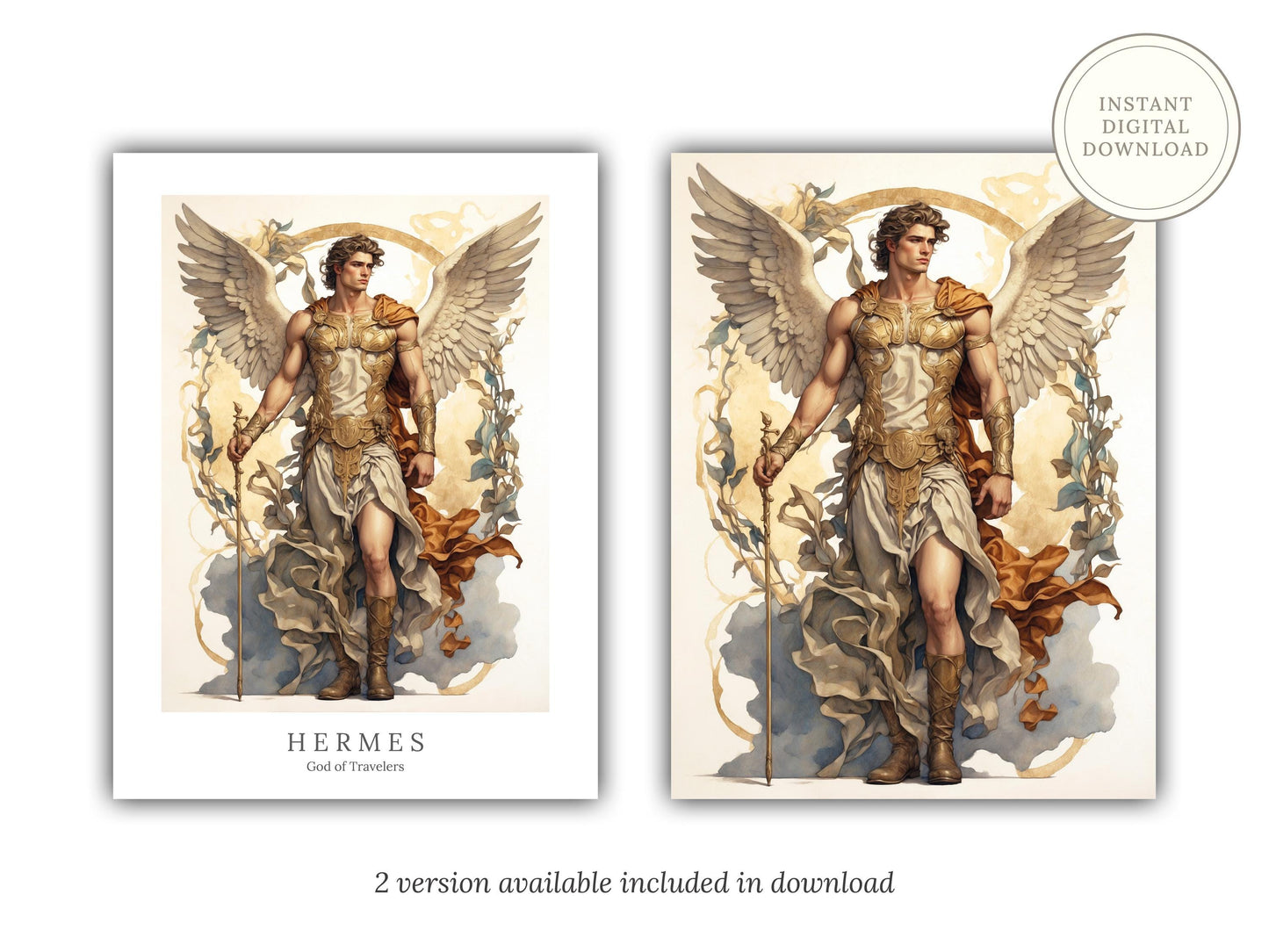 Hermes Digital Art - God of Travelers, God of Thieves, God of Speed, Hermes Wall Art, Greek Mythology, Altar Decor, Greek God, Olympian God