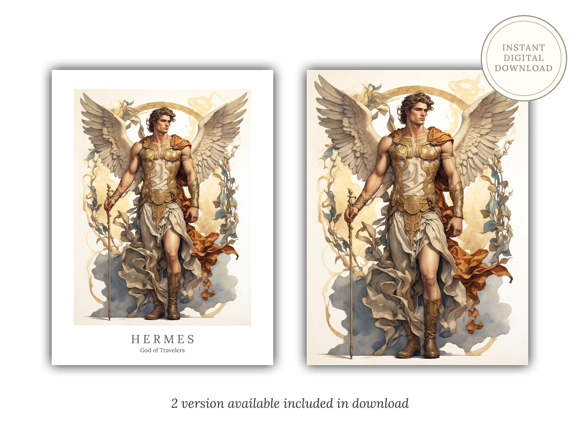 Hermes Digital Art - God of Travelers, God of Thieves, God of Speed, Hermes Wall Art, Greek Mythology, Altar Decor, Greek God, Olympian God