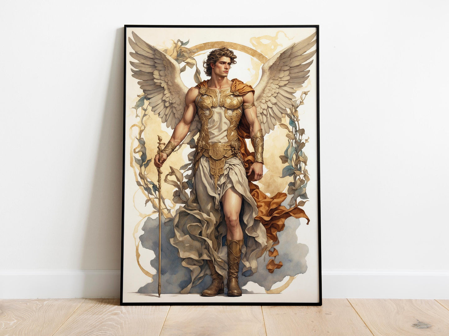 Hermes Digital Art - God of Travelers, God of Thieves, God of Speed, Hermes Wall Art, Greek Mythology, Altar Decor, Greek God, Olympian God