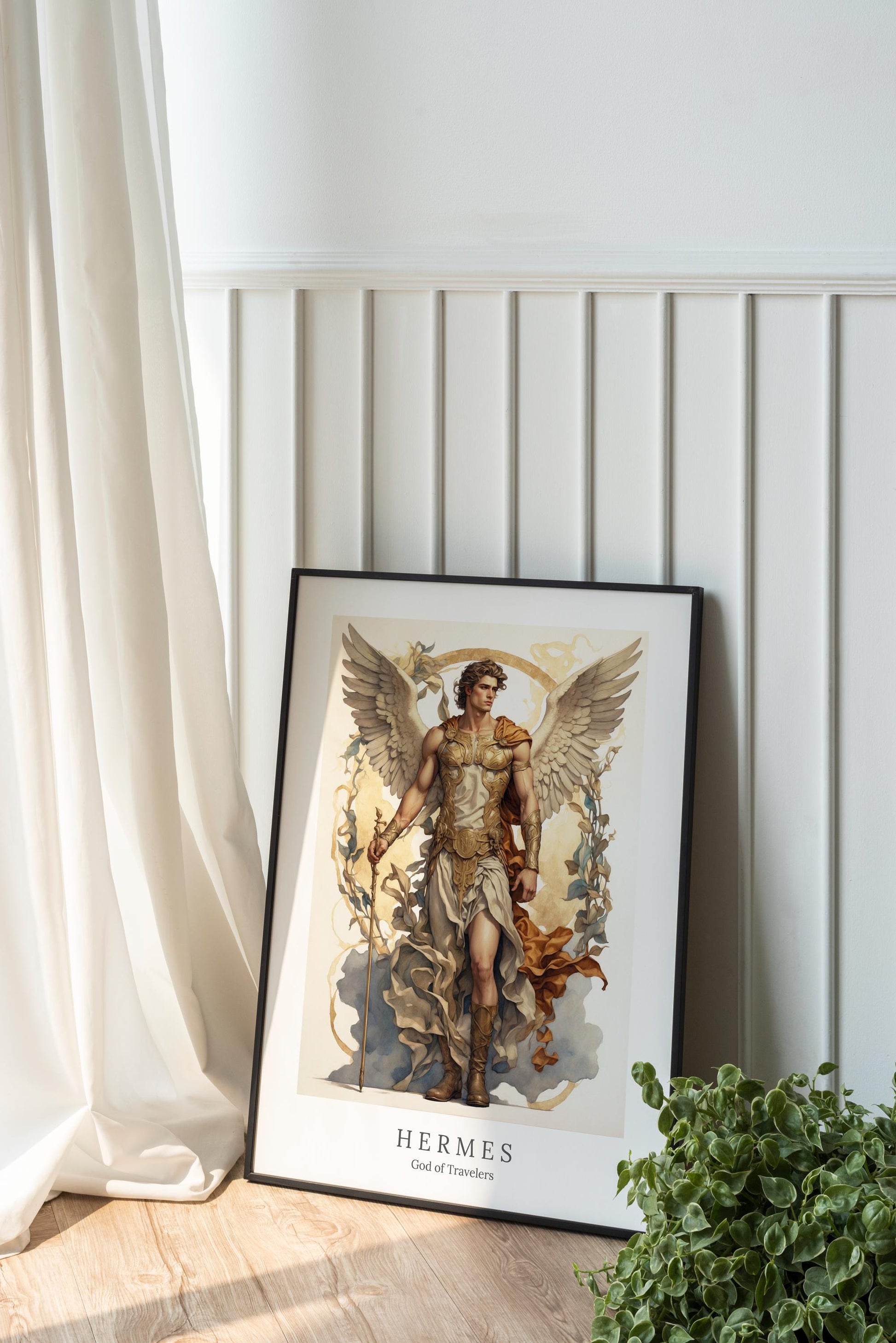 Hermes Digital Art - God of Travelers, God of Thieves, God of Speed, Hermes Wall Art, Greek Mythology, Altar Decor, Greek God, Olympian God