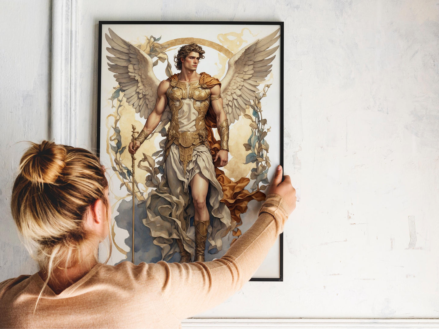 Hermes Digital Art - God of Travelers, God of Thieves, God of Speed, Hermes Wall Art, Greek Mythology, Altar Decor, Greek God, Olympian God