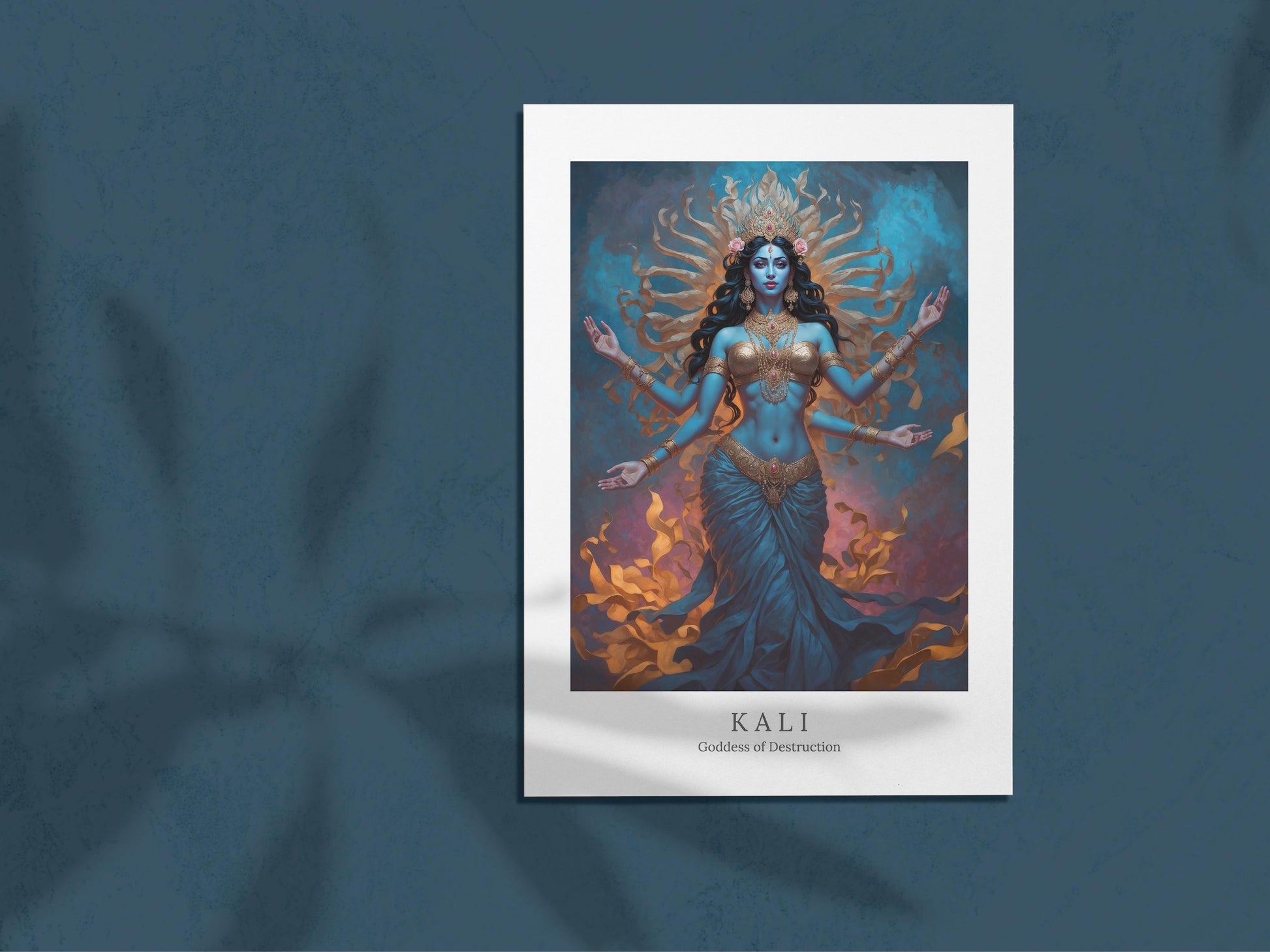 Kali Digital Art - Goddess of Destruction, Death and Rebirth, Time, Darkness, Hindu Goddess, Deity Wall Art, Altar Decor, Divine Feminine