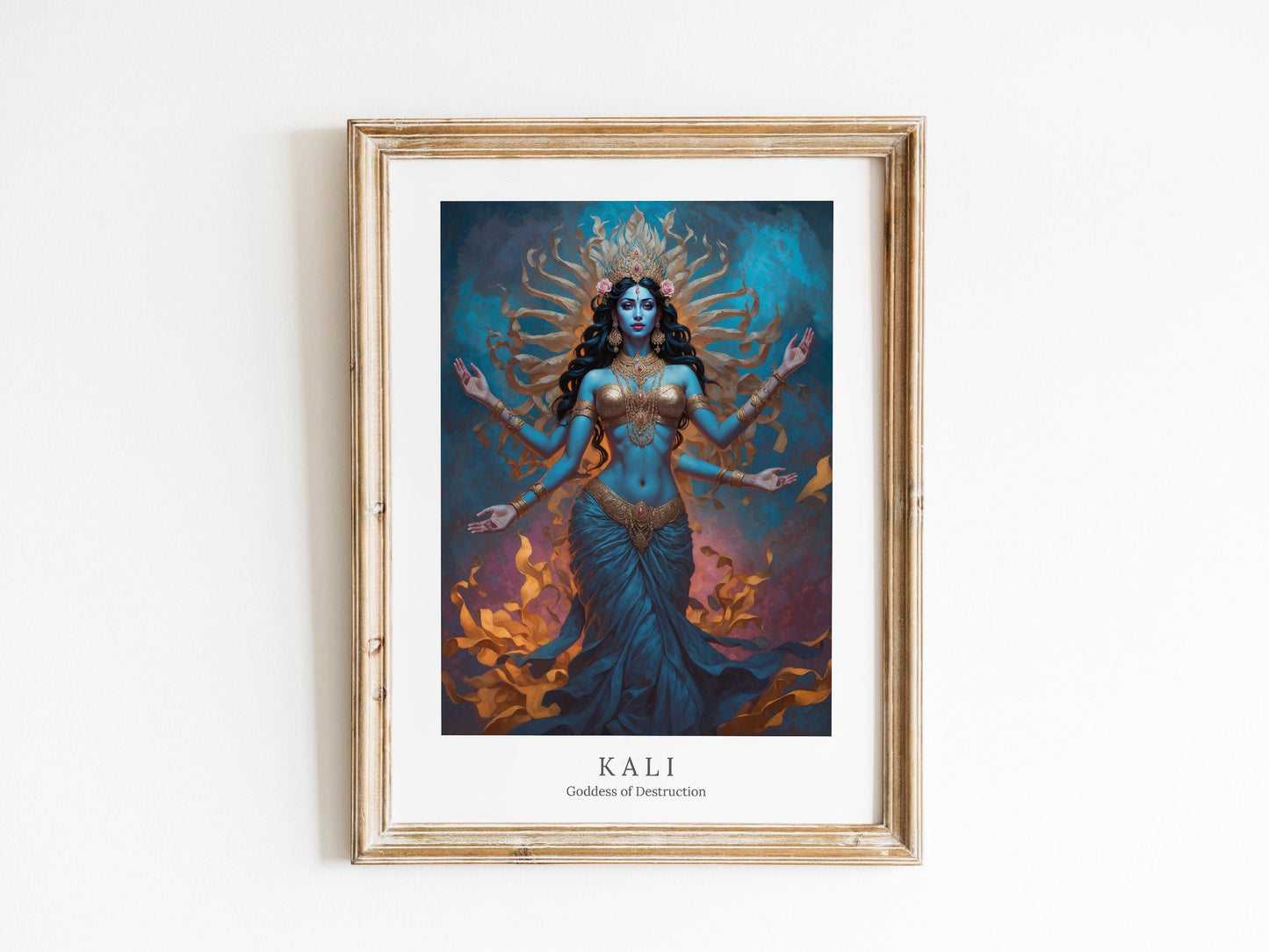Kali Digital Art - Goddess of Destruction, Death and Rebirth, Time, Darkness, Hindu Goddess, Deity Wall Art, Altar Decor, Divine Feminine