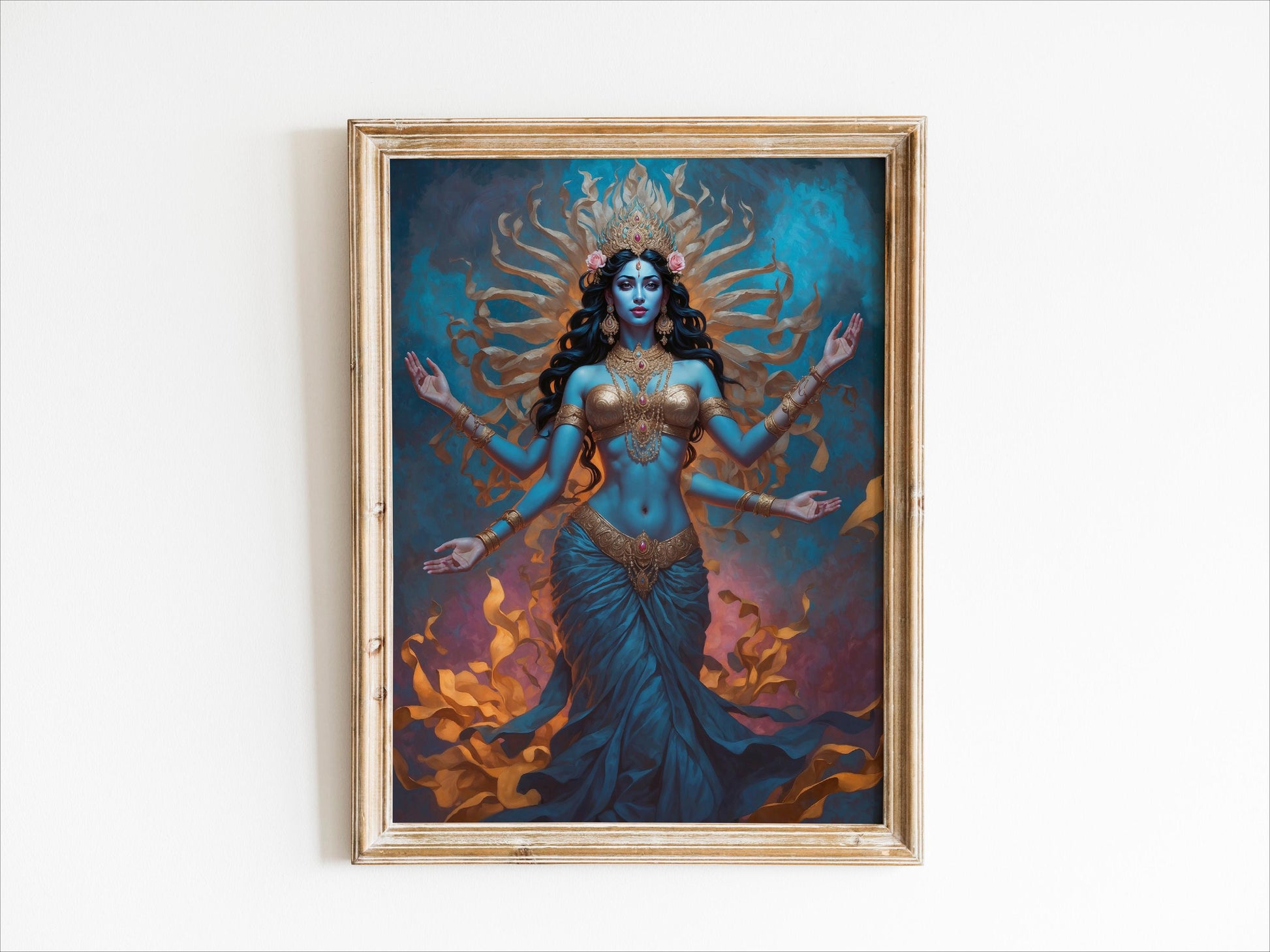 Kali Digital Art - Goddess of Destruction, Death and Rebirth, Time, Darkness, Hindu Goddess, Deity Wall Art, Altar Decor, Divine Feminine