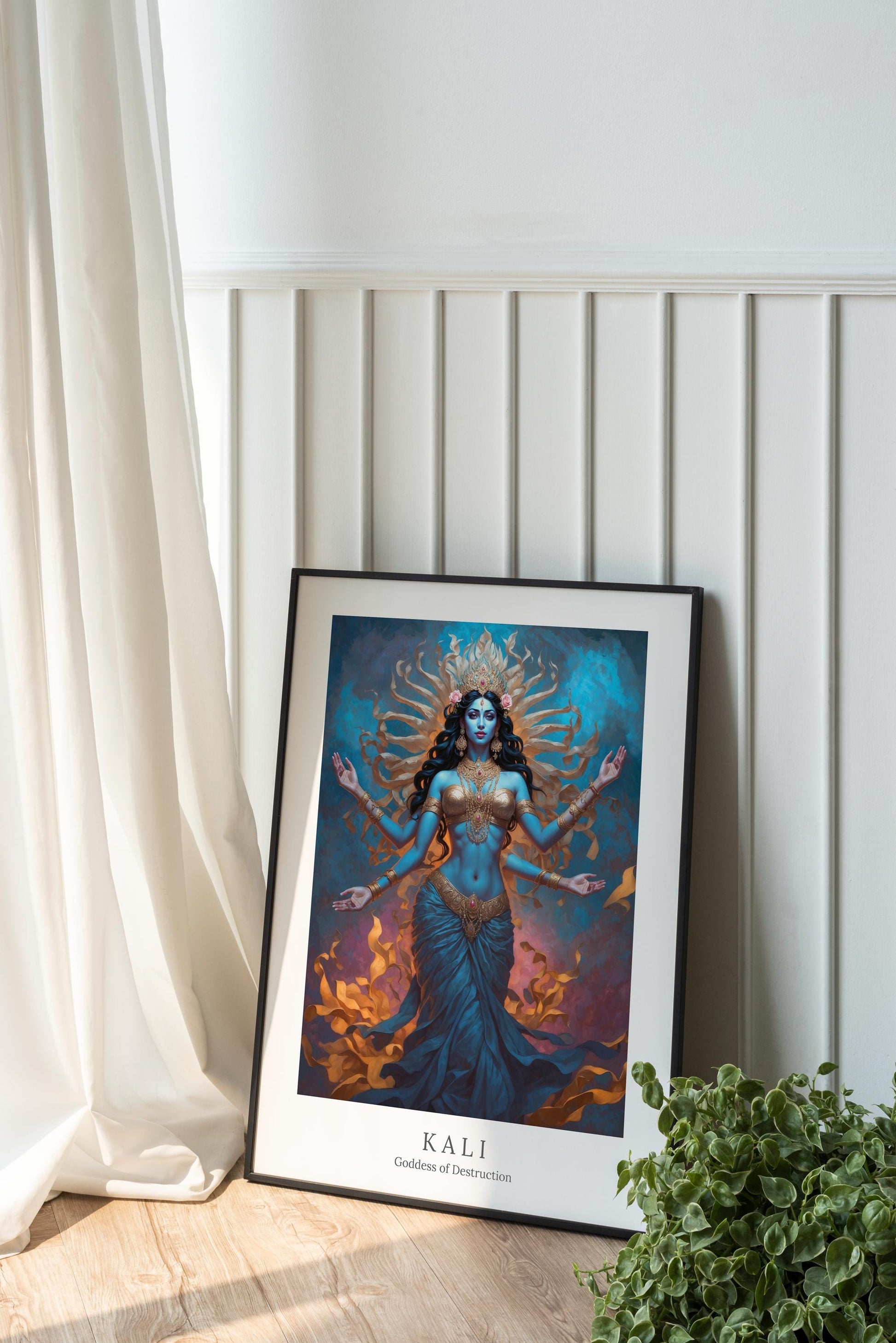 Kali Digital Art - Goddess of Destruction, Death and Rebirth, Time, Darkness, Hindu Goddess, Deity Wall Art, Altar Decor, Divine Feminine