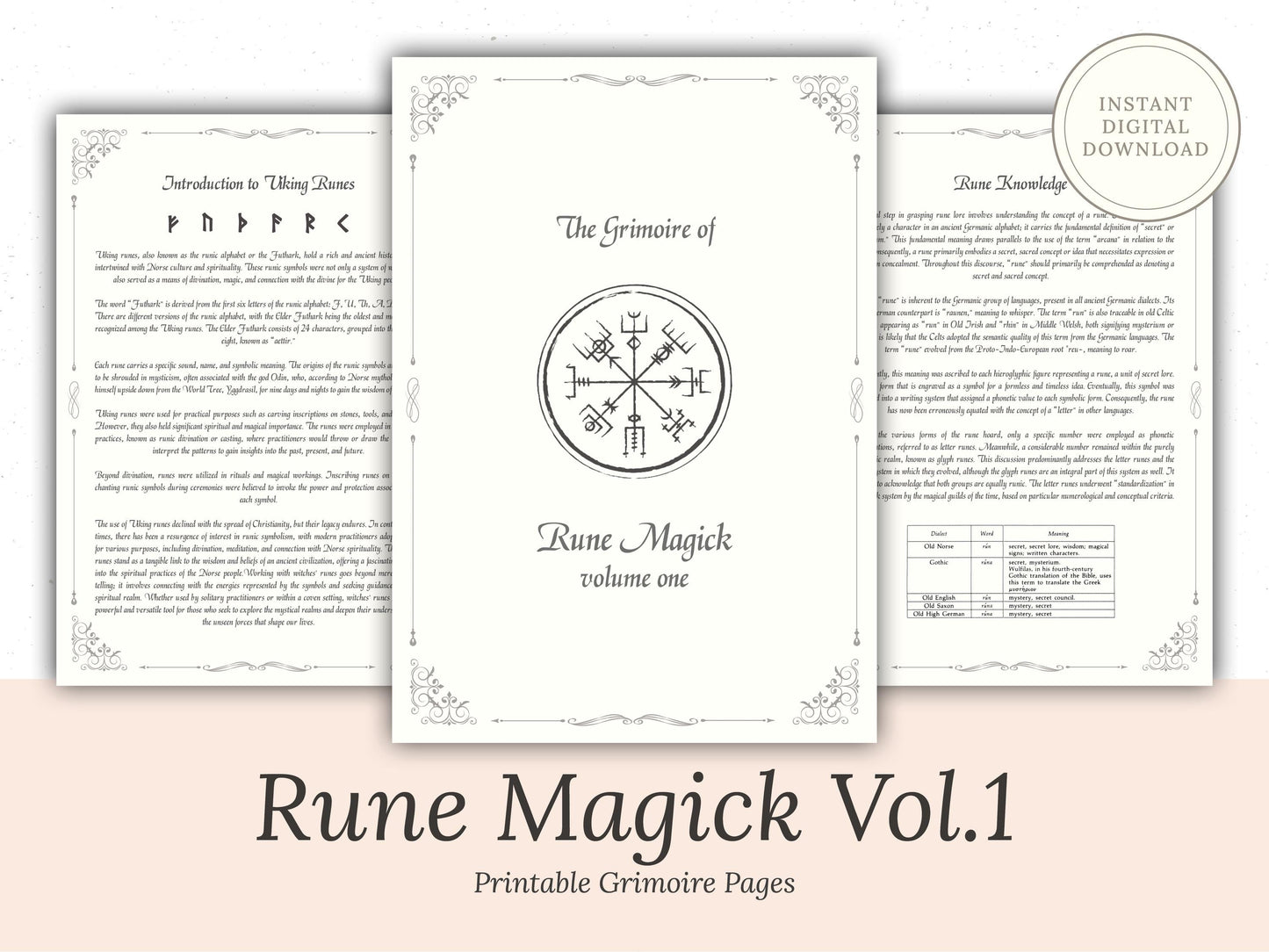 Rune Magick - Rune Stones Cheat Sheet - Printable Grimoire Page - Book Of Shadows Pages - Witchcraft - Runic Magic - Elder Futhark - Viking