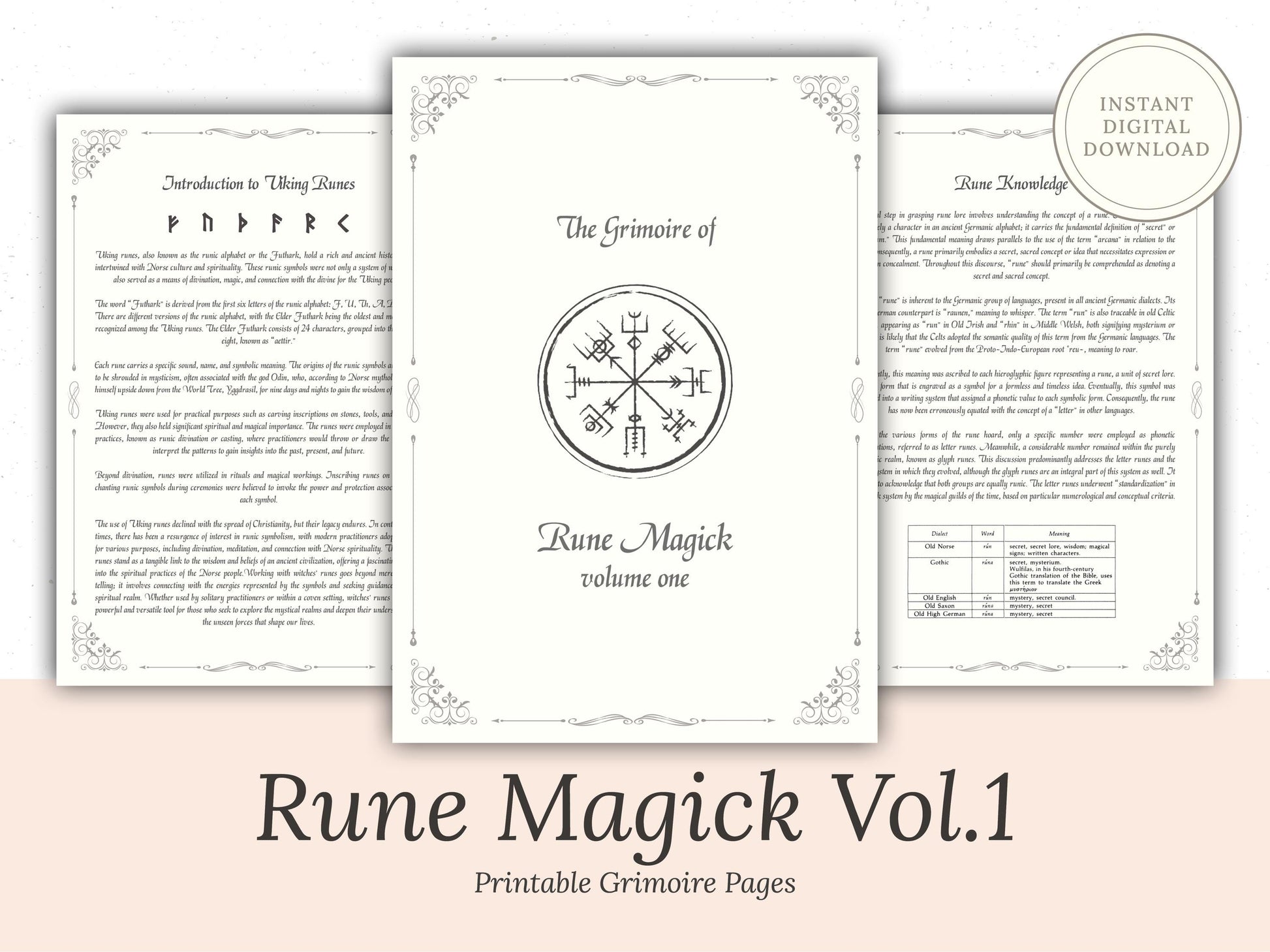 Rune Magick - Rune Stones Cheat Sheet - Printable Grimoire Page - Book Of Shadows Pages - Witchcraft - Runic Magic - Elder Futhark - Viking