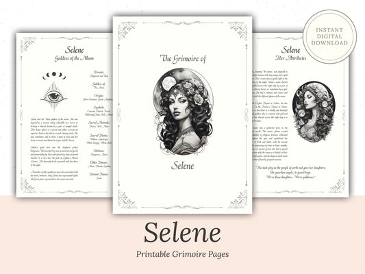 Selene - Grimoire Pages - Goddess of the Moon - Dream Spells - Book Of Shadows - Printable - Digital Guide - Witchcraft - Intuition Spells